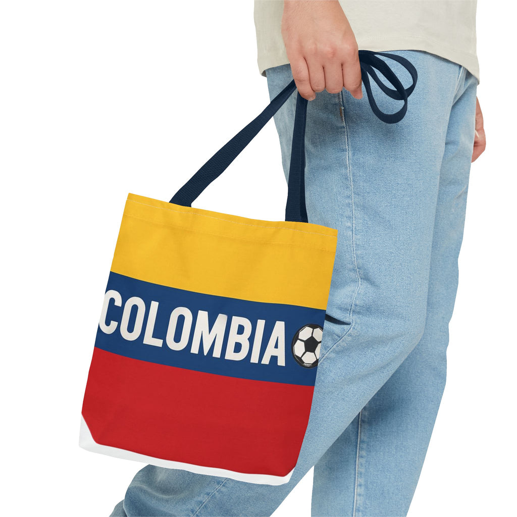 Colombia Soccer Fan Tote Bag | Yellow Blue Red Football Stripes