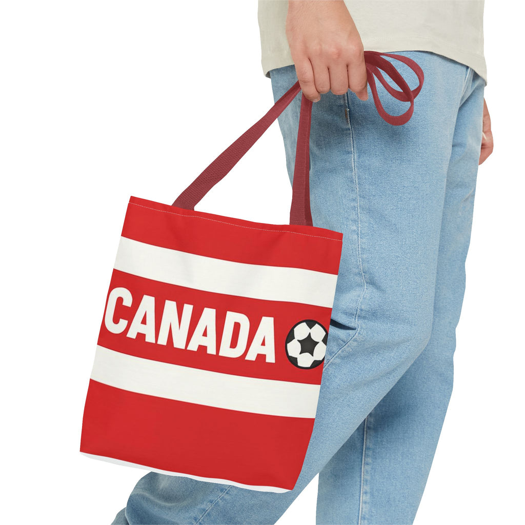 Canada Soccer Fan Tote Bag | Red White Football Stripes