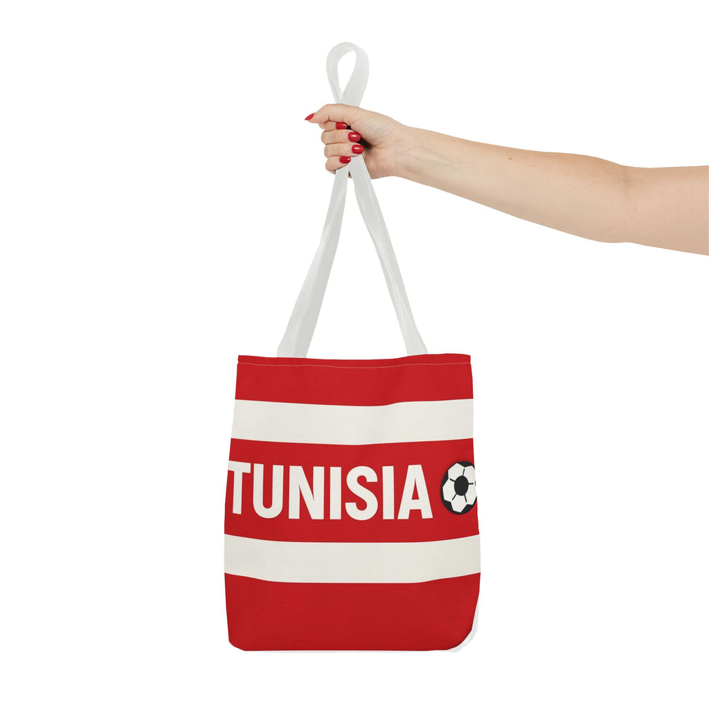 Tunisia Striped Soccer Scarf Tote Bag | Red White Football Fan