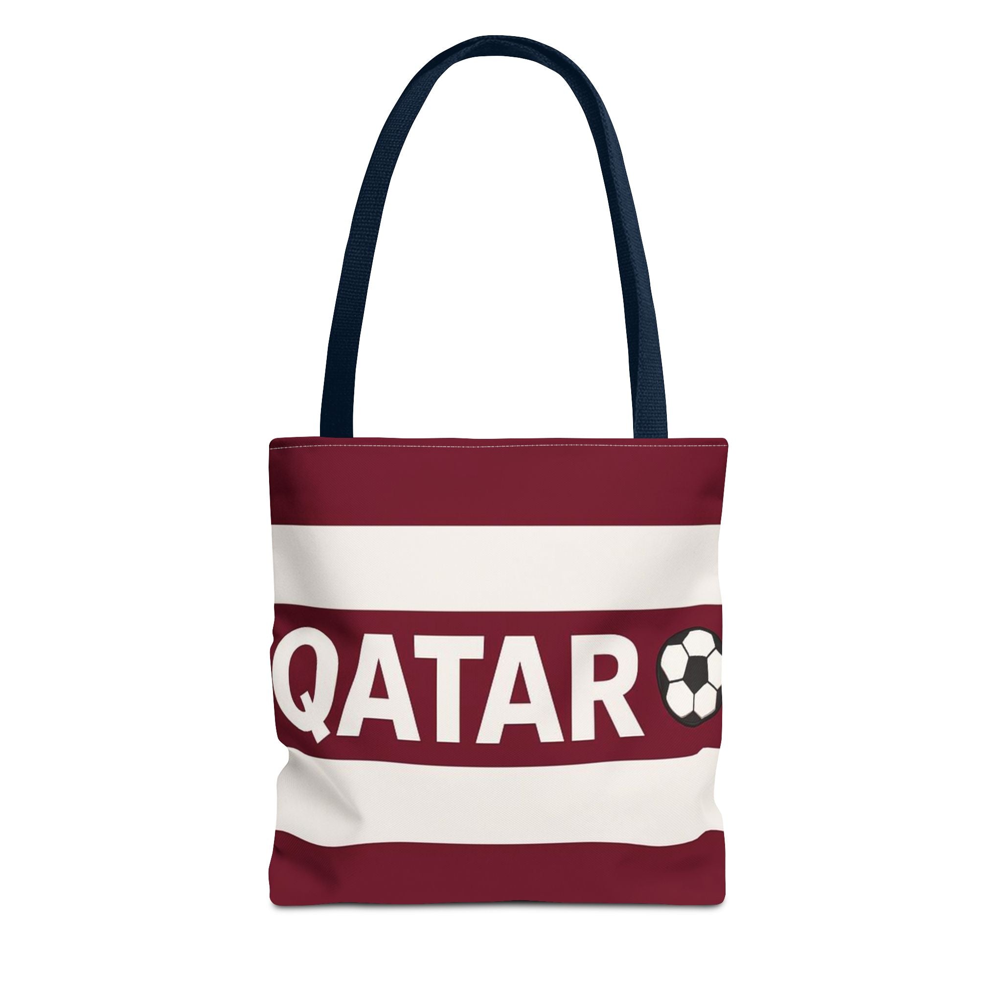 QATAR soccer stripes Tote Bag | Maroon white football design