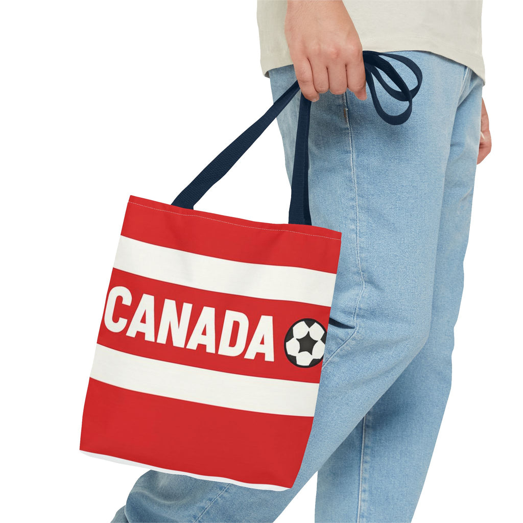 Canada Soccer Fan Tote Bag | Red White Football Stripes
