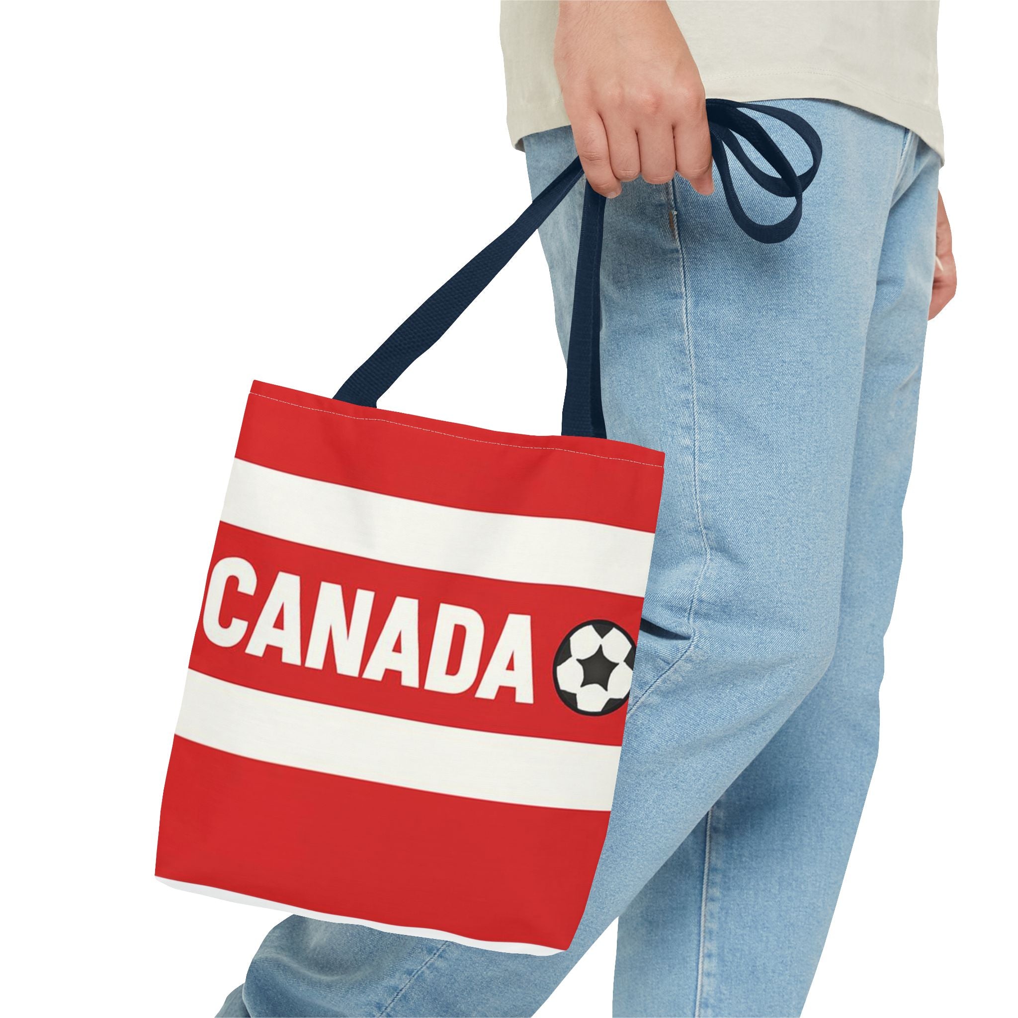 Canada Soccer Fan Tote Bag | Red White Football Stripes