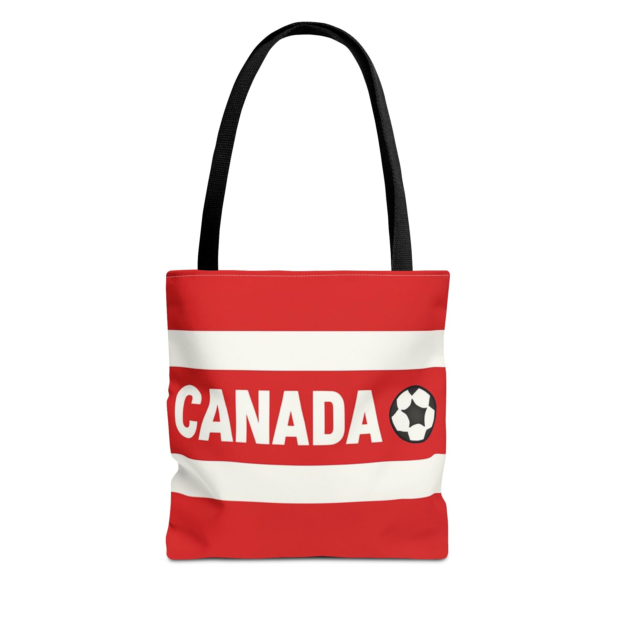 Canada Soccer Stripes Tote Bag | Red White Soccer Ball