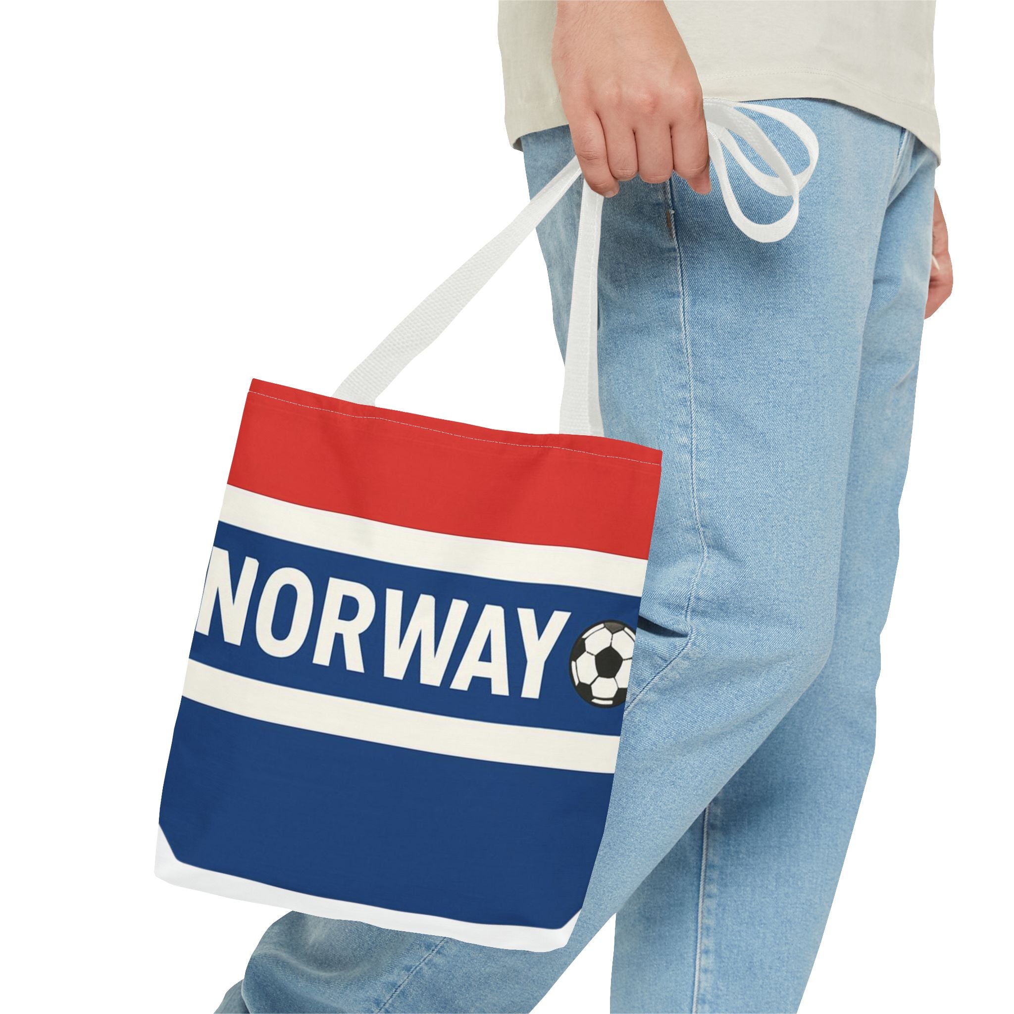 Norway Soccer Fan Tote Bag | Red White Blue Football Stripes