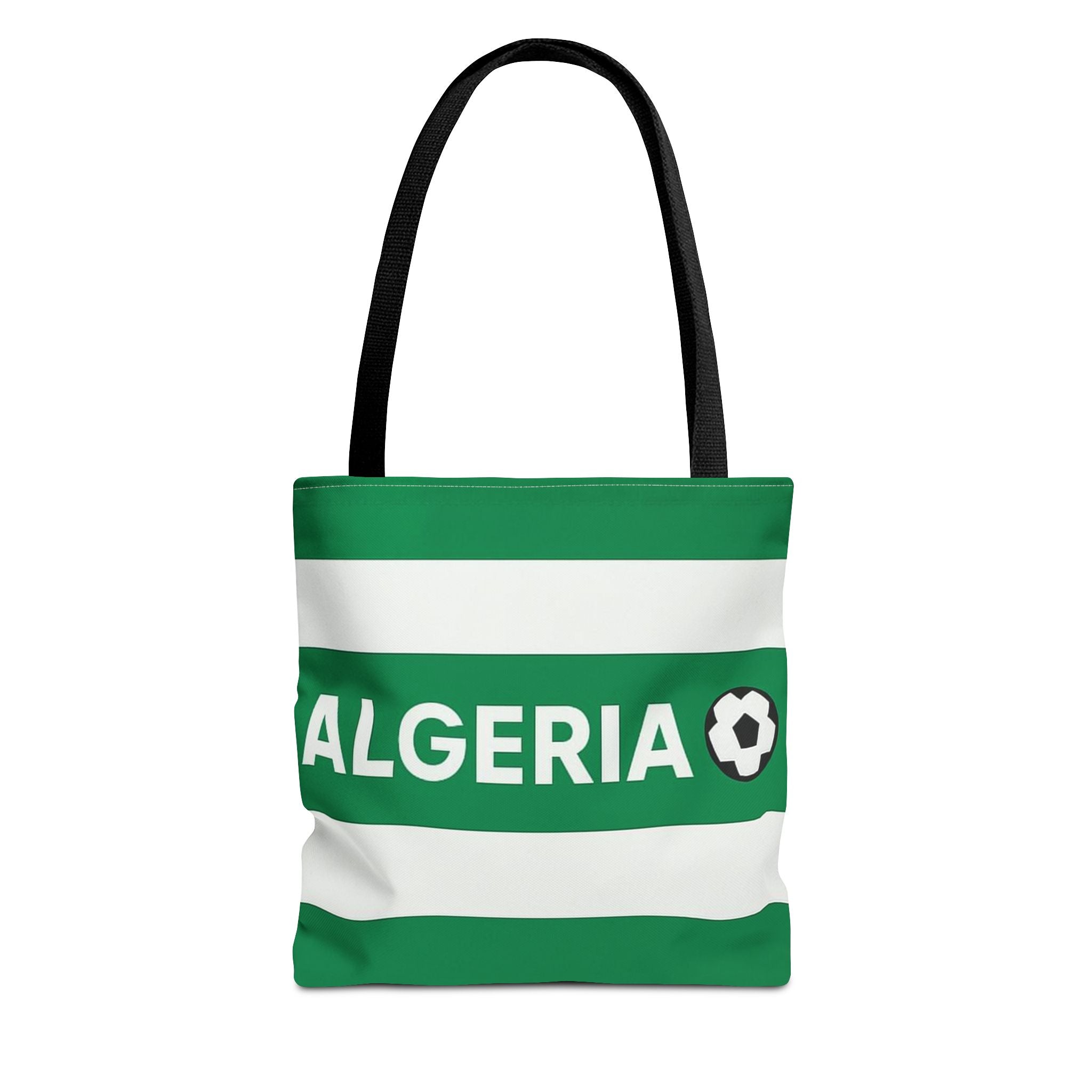Algeria Soccer Stripes Tote Bag | Green White Football Design
