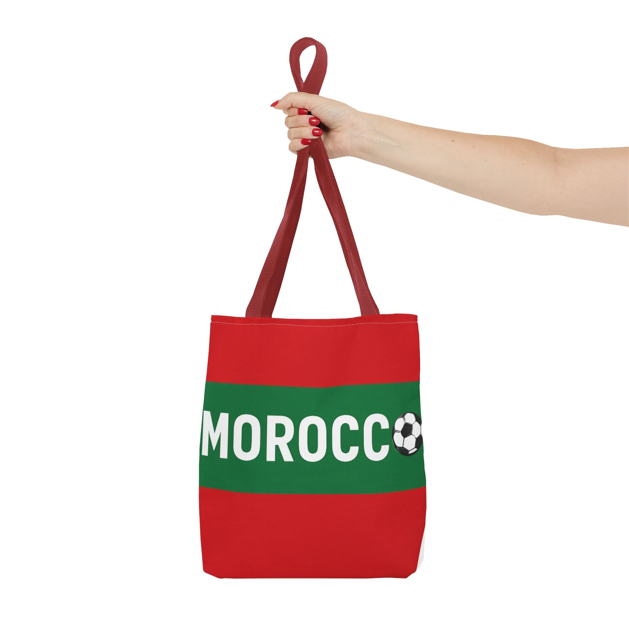 Morocco Soccer Tote Bag | Red Green Football Graphic