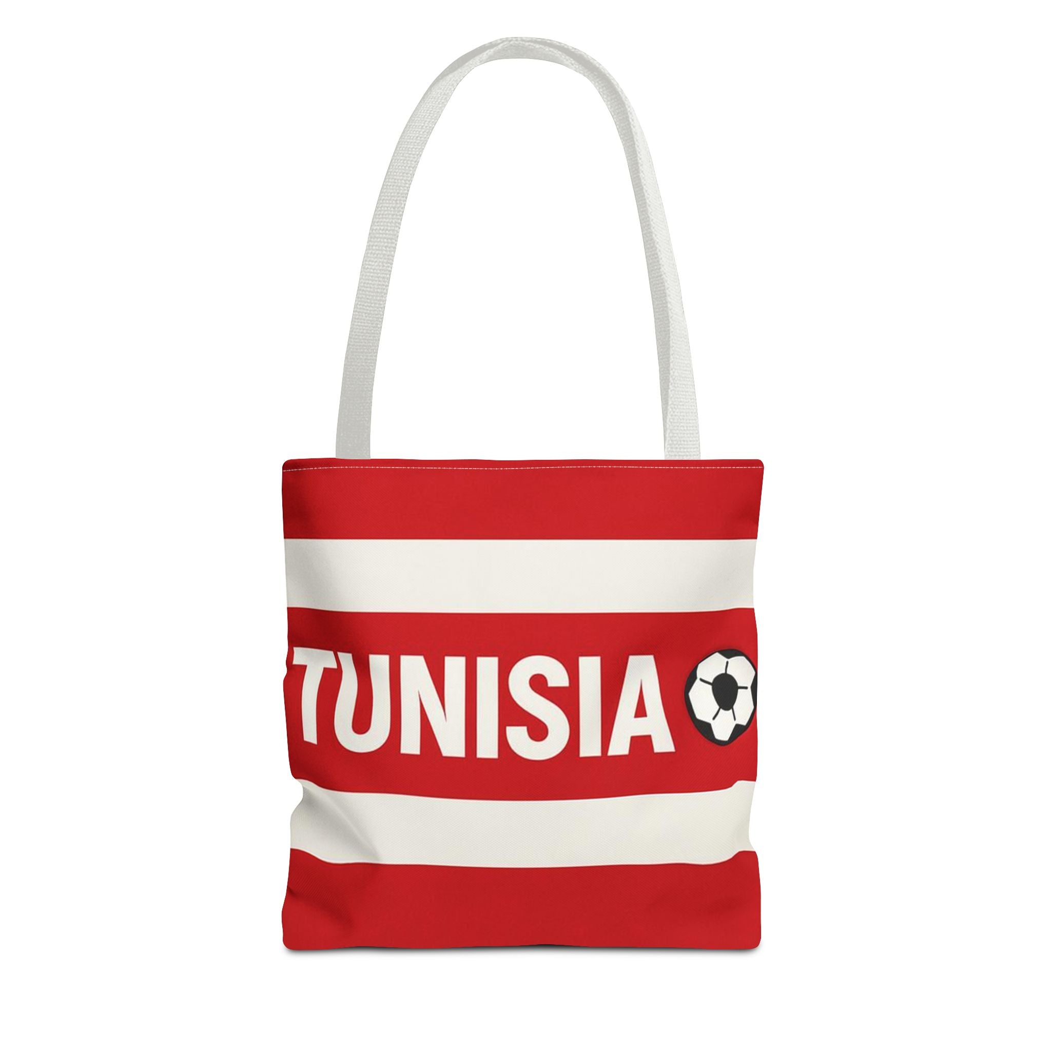 Tunisia Striped Soccer Scarf Tote Bag | Red White Football Fan