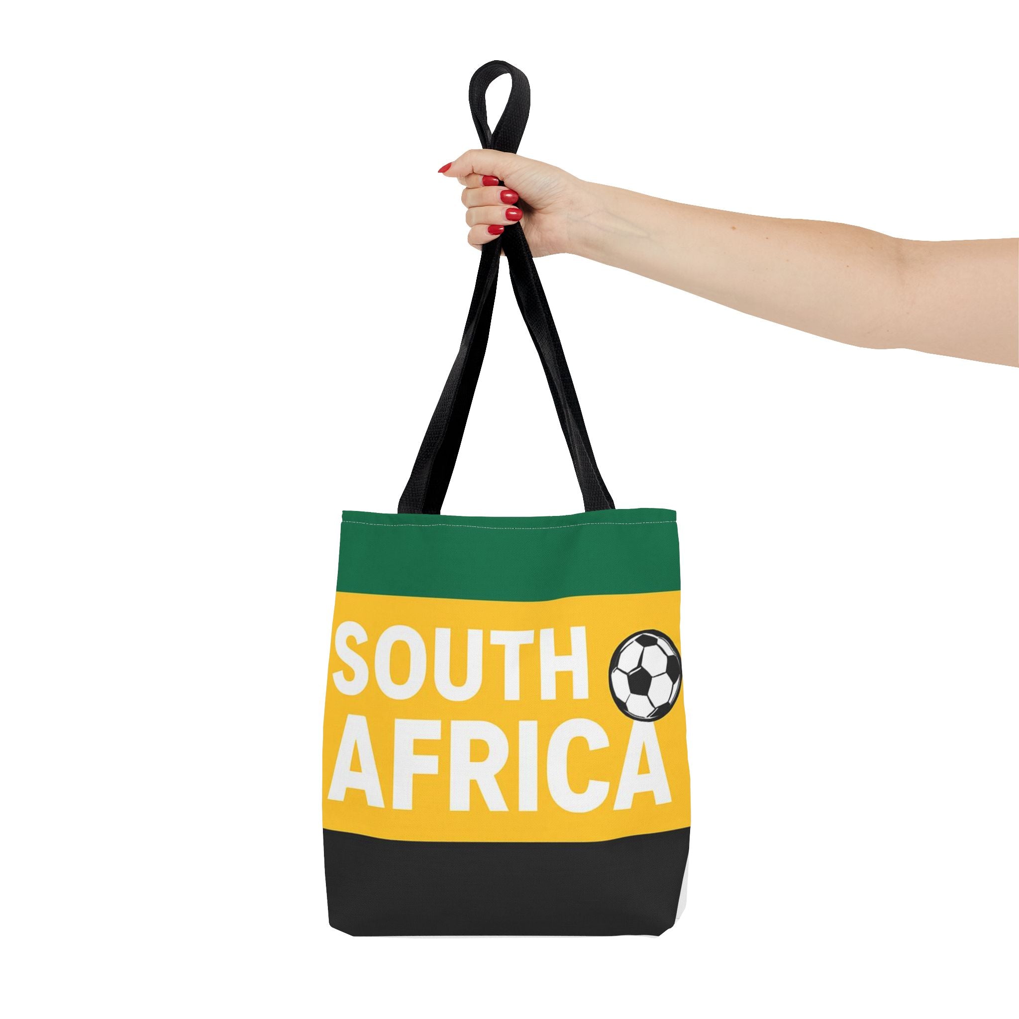 South Africa Soccer Fan Tote Bag | Green Gold Black Football Stripes