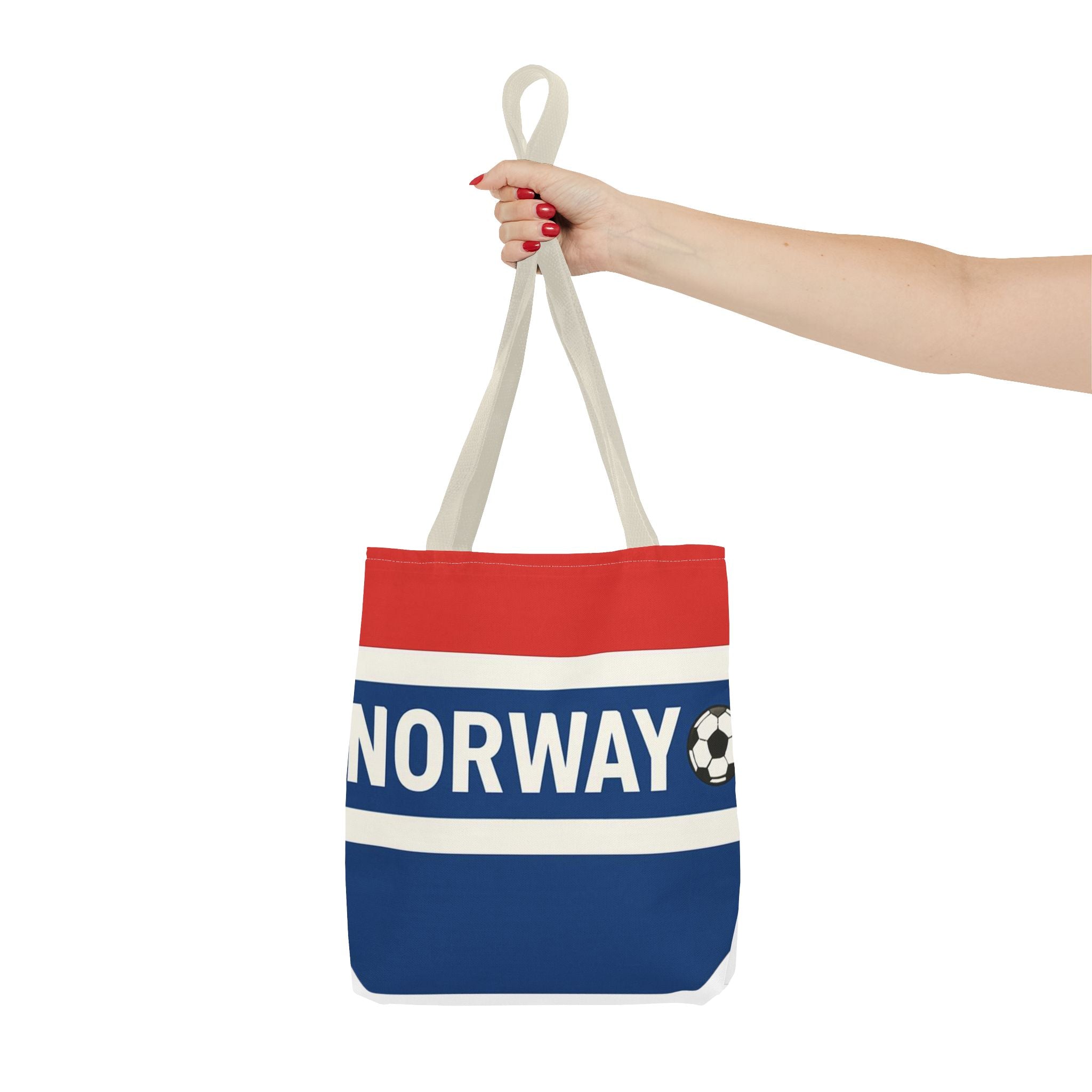 Norway Soccer Fan Tote Bag | Red White Blue Football Stripes