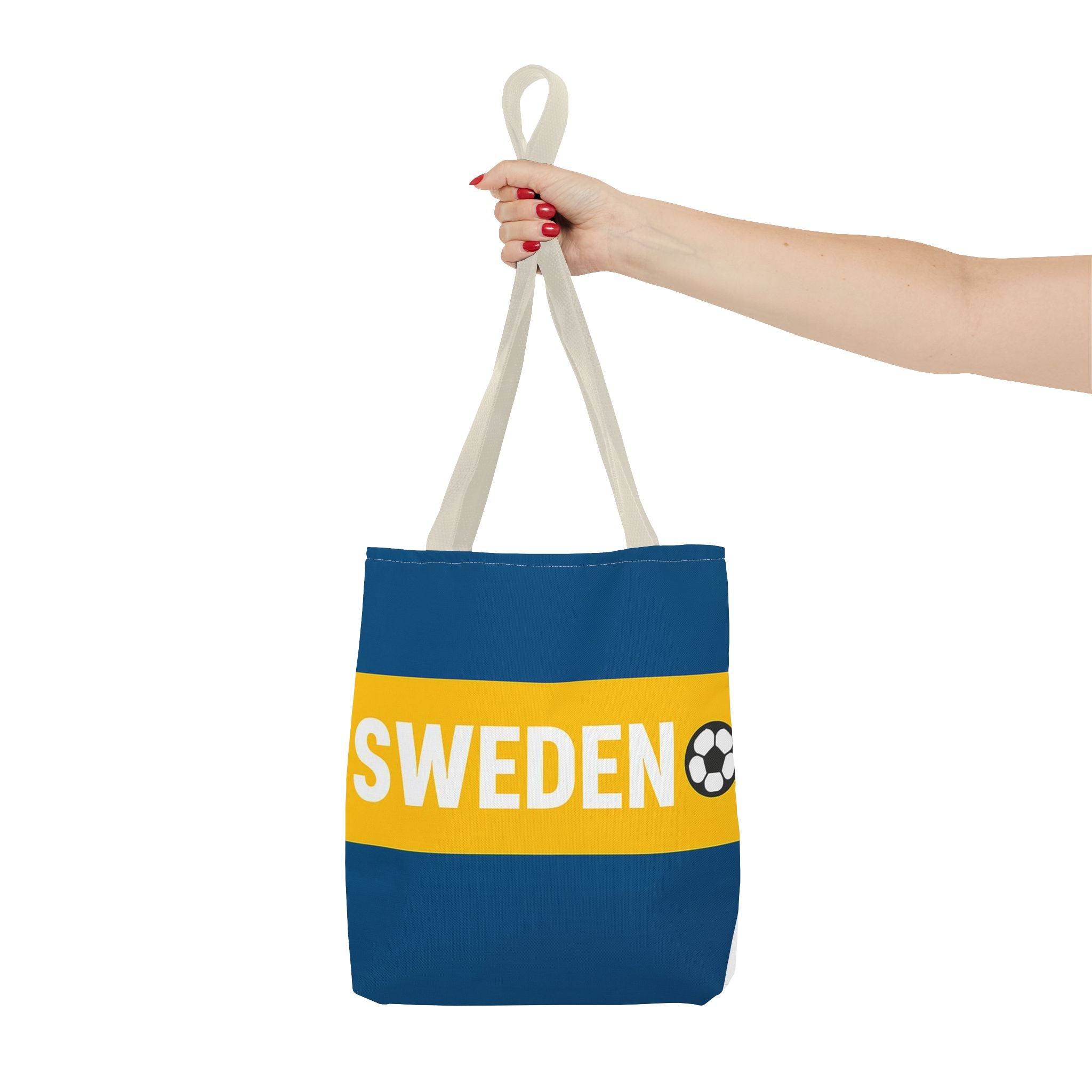 Sweden soccer stripe Tote Bag | Blue and gold football design