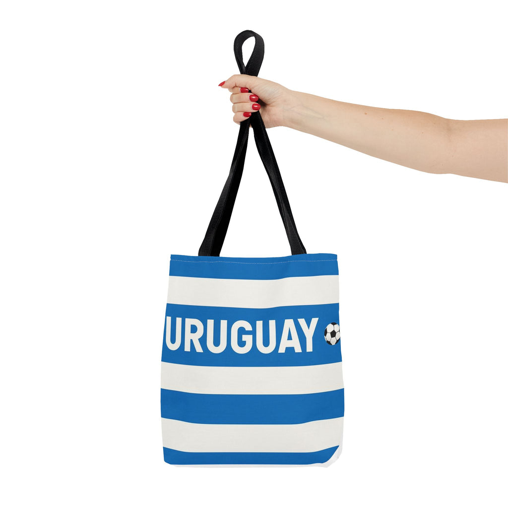 Uruguay Soccer Fan Tote Bag | White Blue Football Stripes