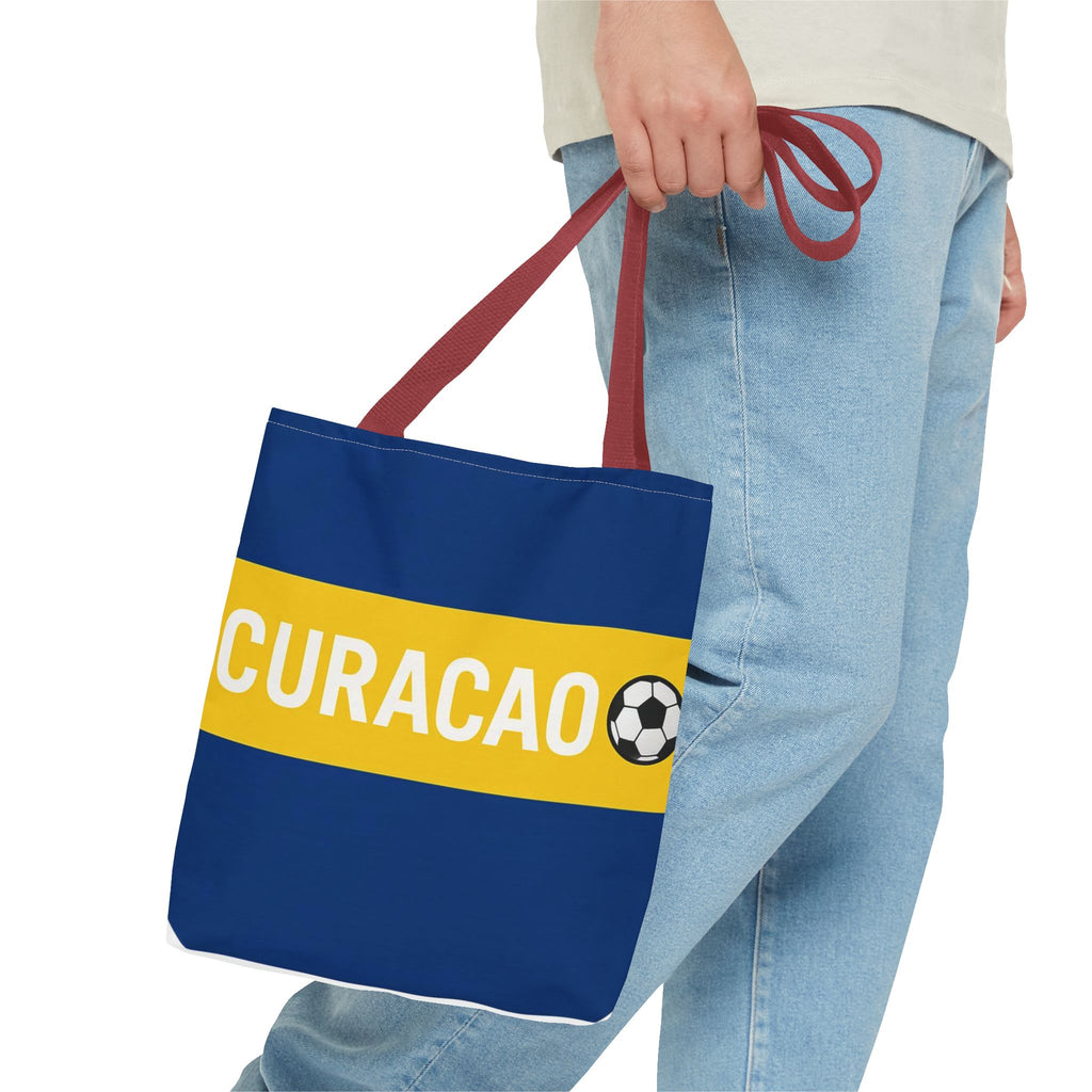 Curacao Soccer Stripe Tote Bag | Blue Yellow Football Design