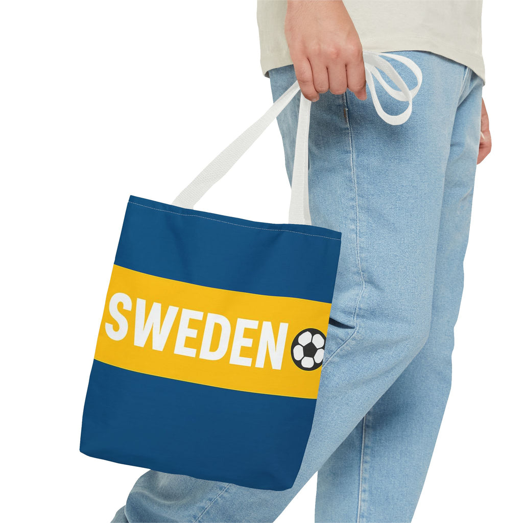 Sweden soccer stripe Tote Bag | Blue and gold football design
