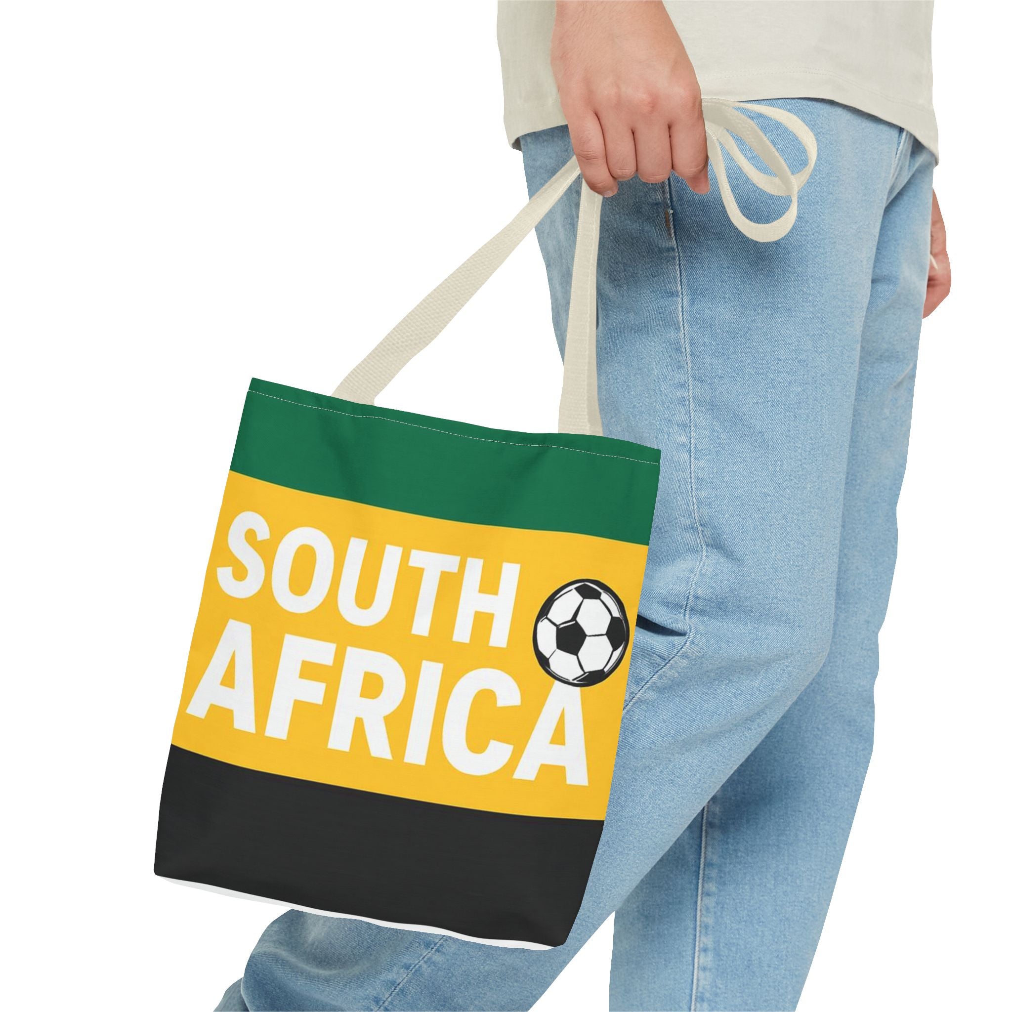 South Africa Soccer Fan Tote Bag | Green Gold Black Football Stripes