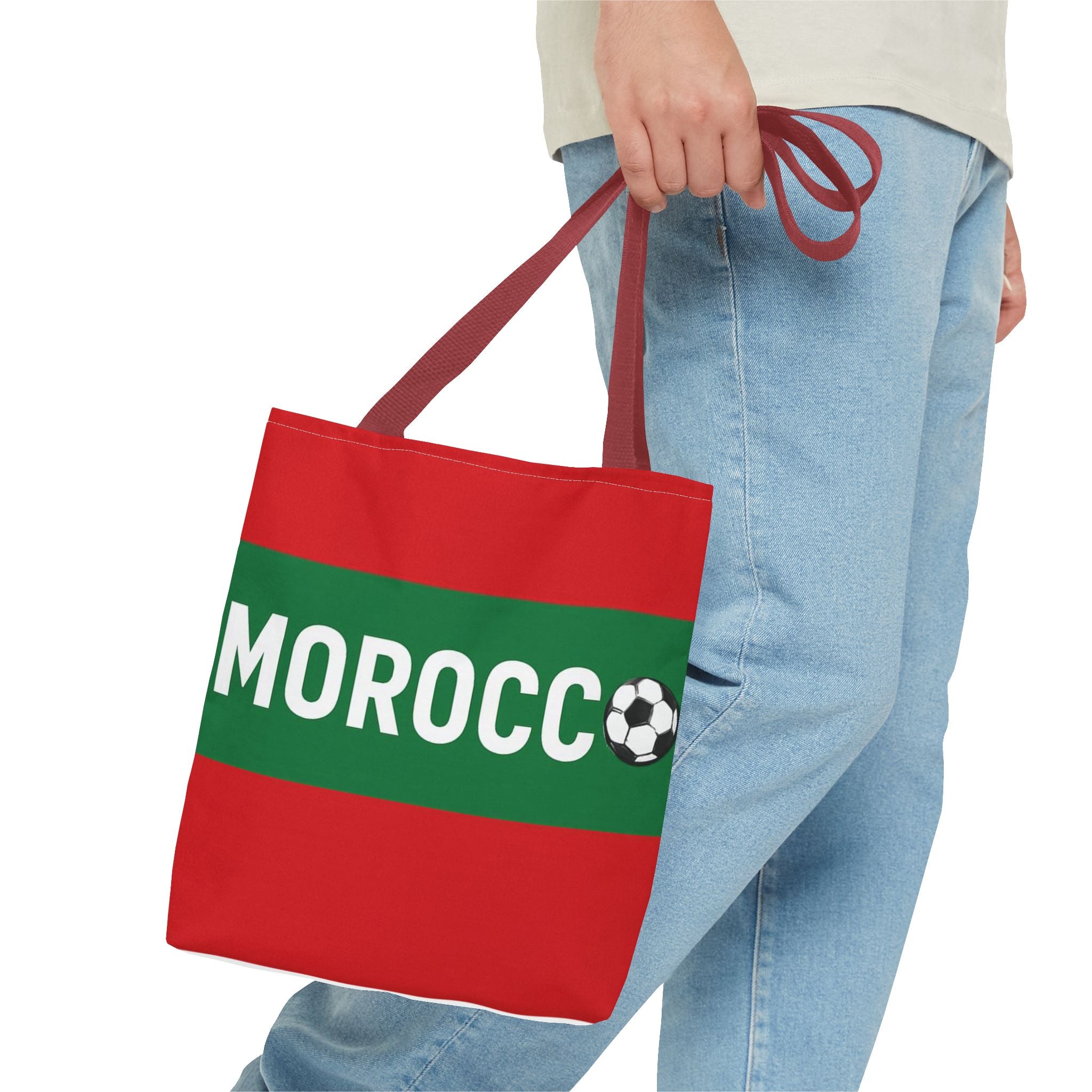 Morocco Soccer Tote Bag | Red Green Football Graphic