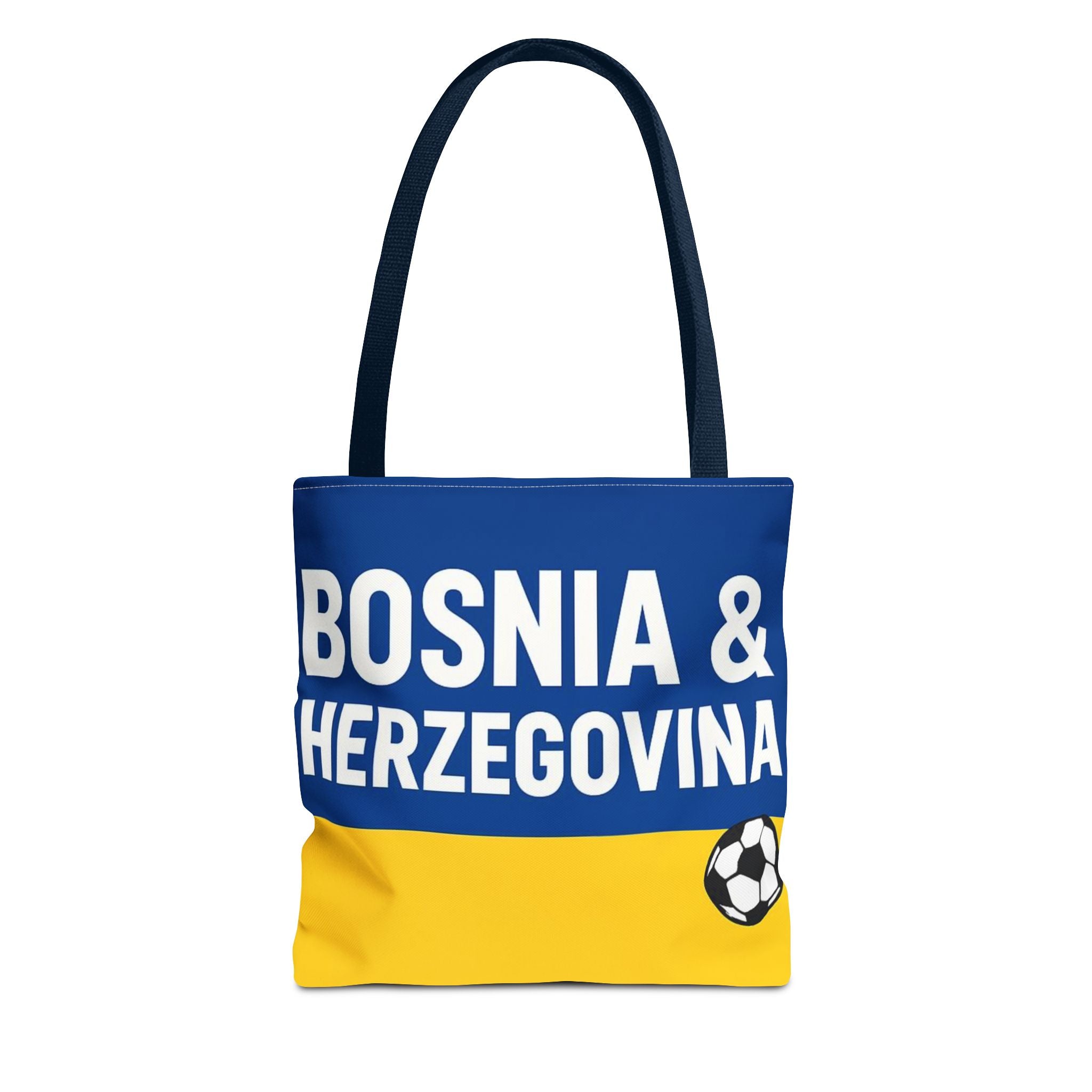 Bosnia & Herzegovina Soccer Fan Tote Bag | Blue Yellow Football Stripes