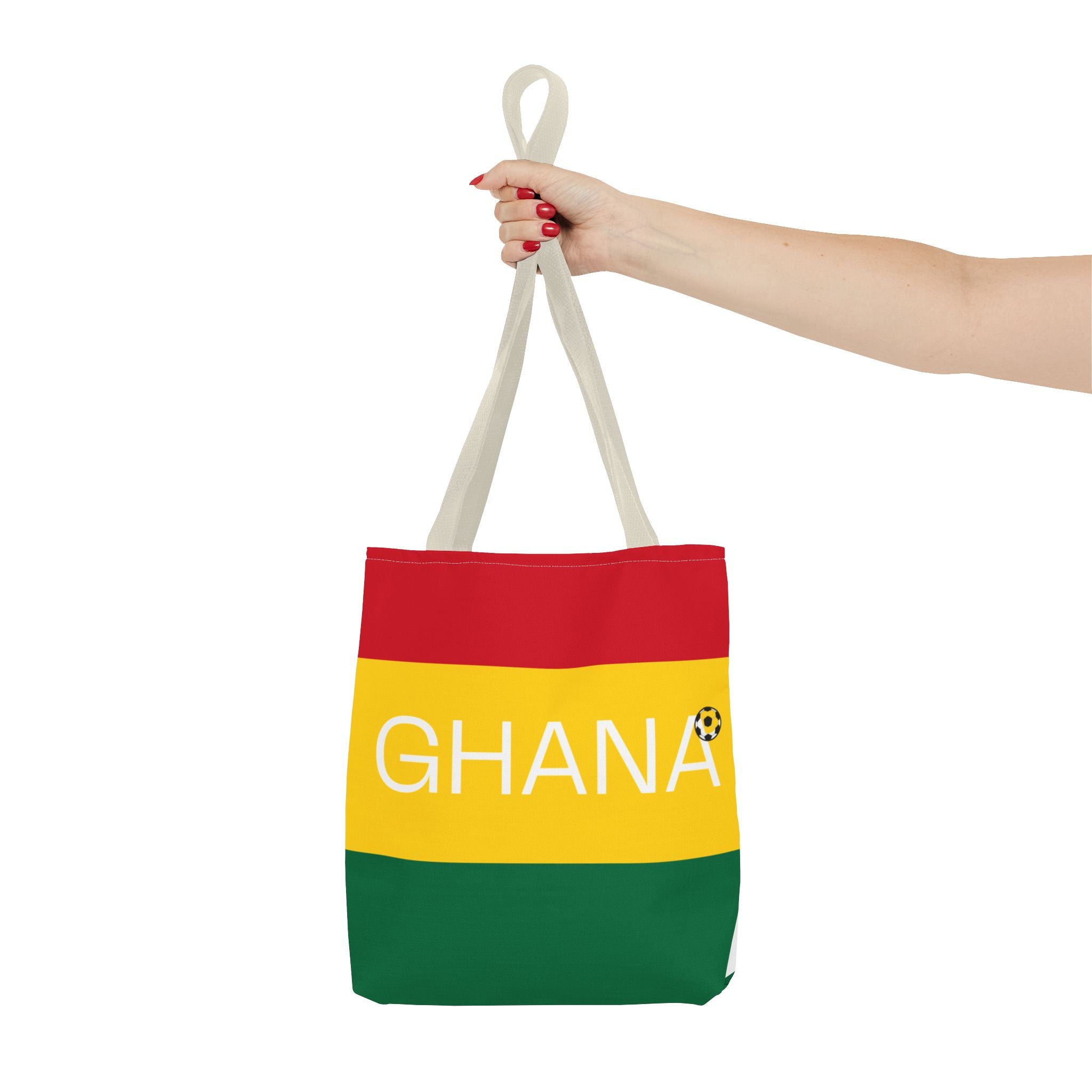 Ghana flag stripes Tote Bag | Ghana text, red yellow green with black star