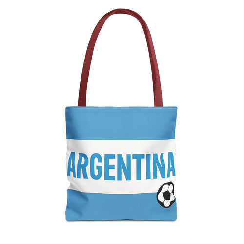 Argentina Soccer Fan Tote Bag | Light Blue White Football Stripes