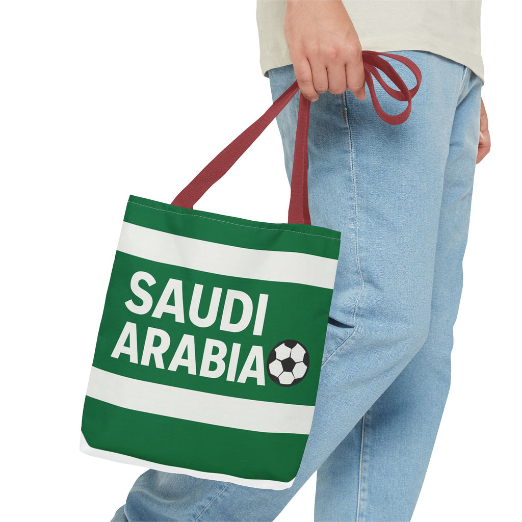 Saudi Arabia Soccer Tote Bag | Green Stripes Football Fan