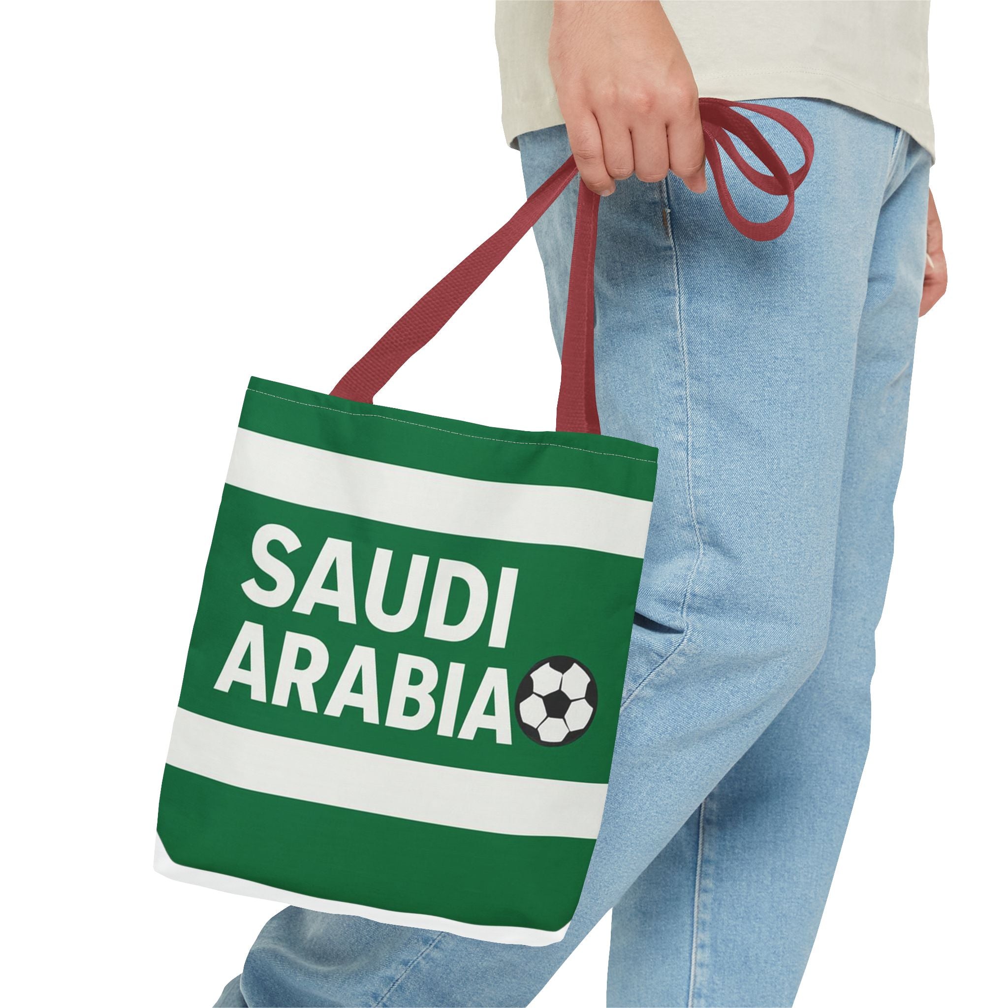Saudi Arabia Soccer Tote Bag | Green Stripes Football Fan