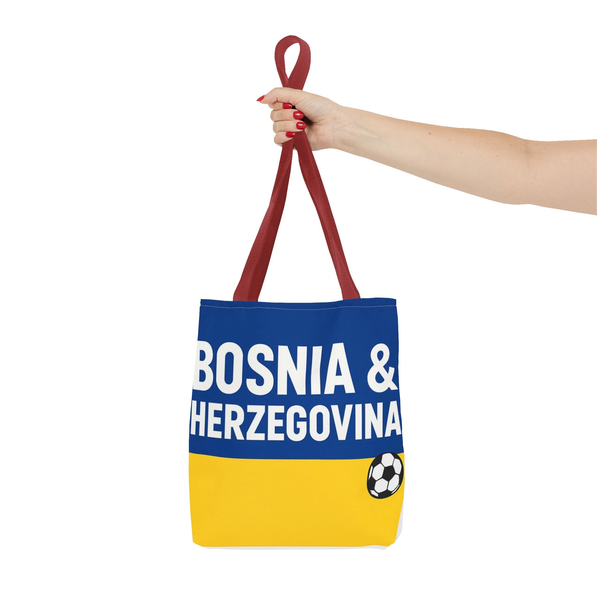 Bosnia & Herzegovina Soccer Fan Tote Bag | Blue Yellow Football Stripes