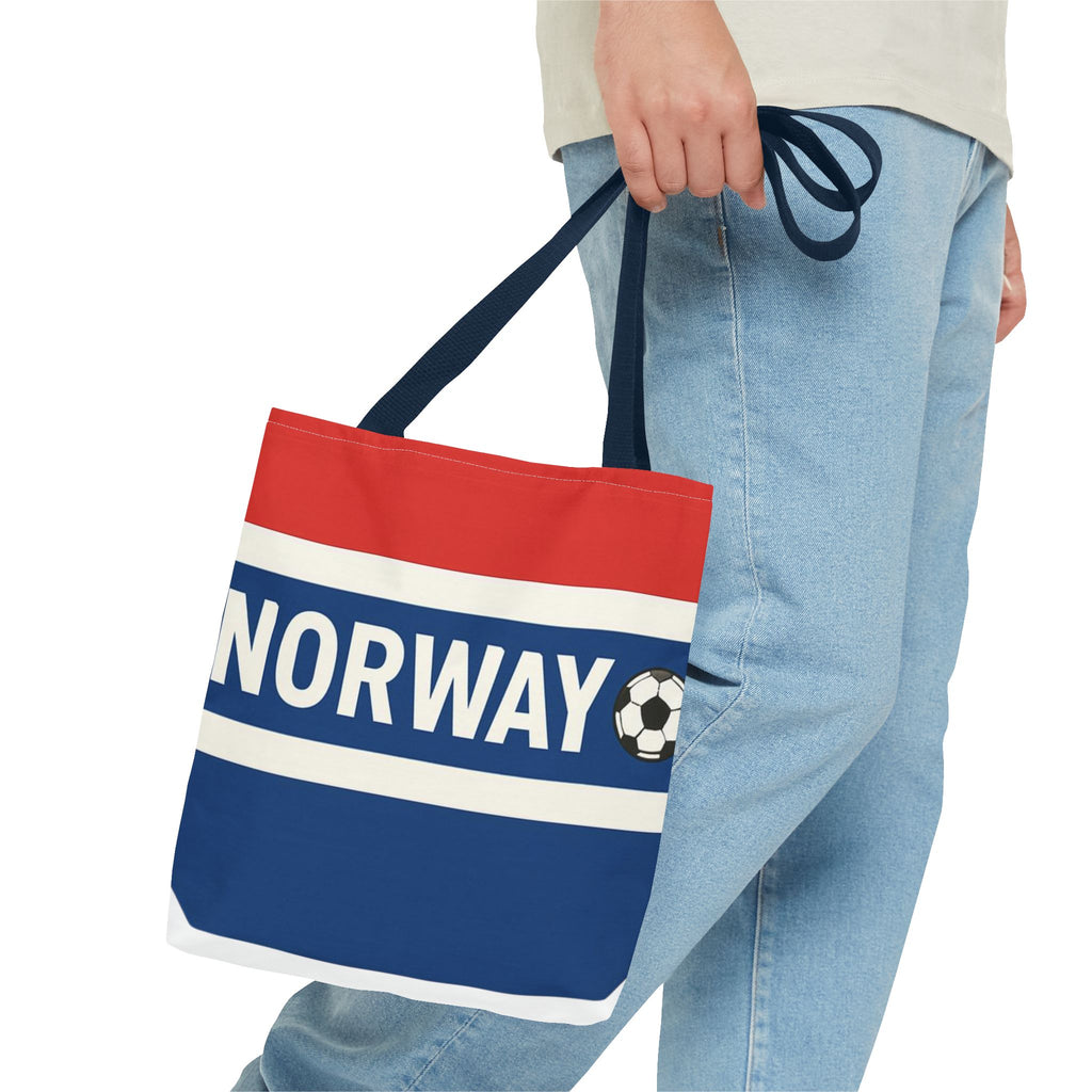 Norway Soccer Fan Tote Bag | Red White Blue Football Stripes