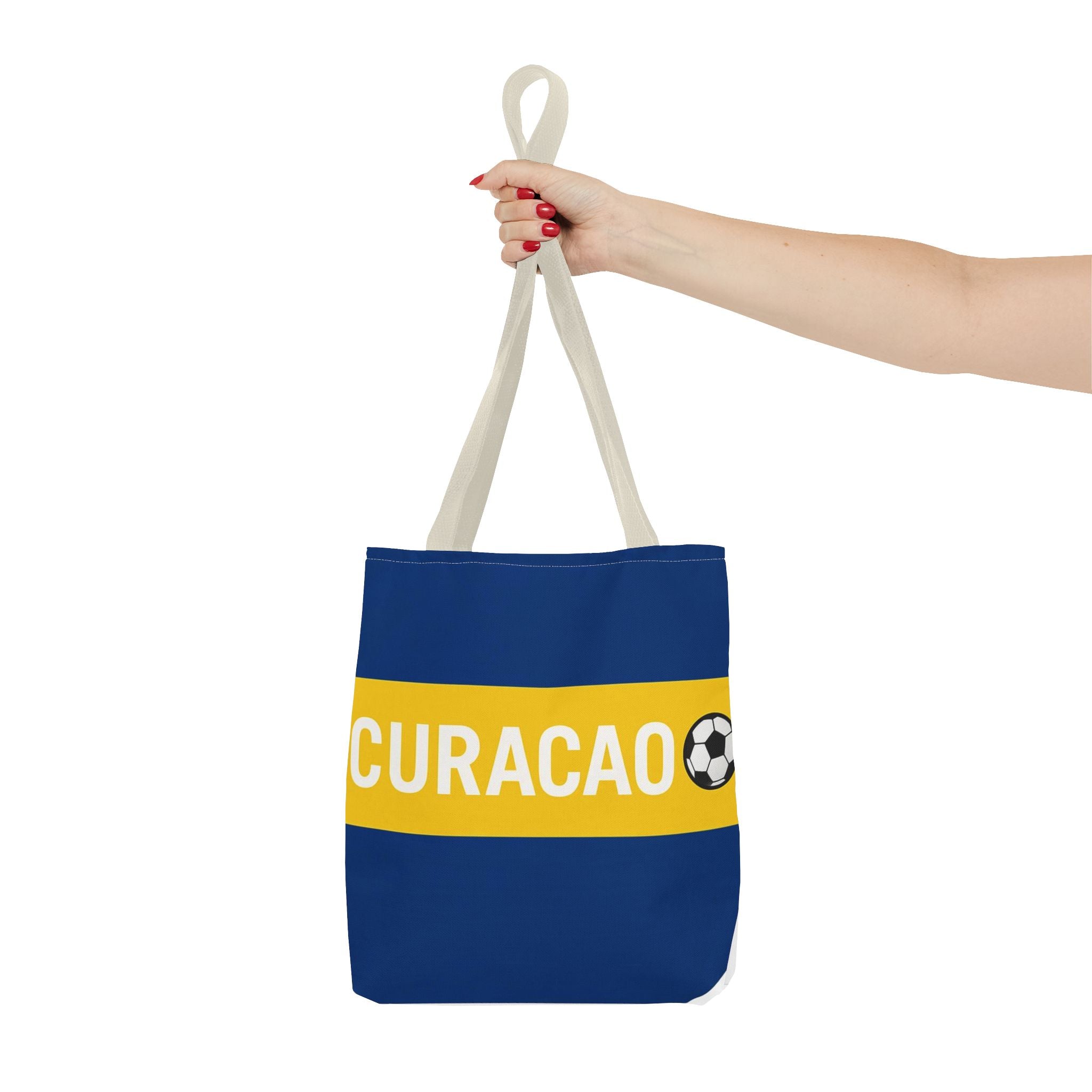 Curacao Soccer Stripe Tote Bag | Blue Yellow Football Design