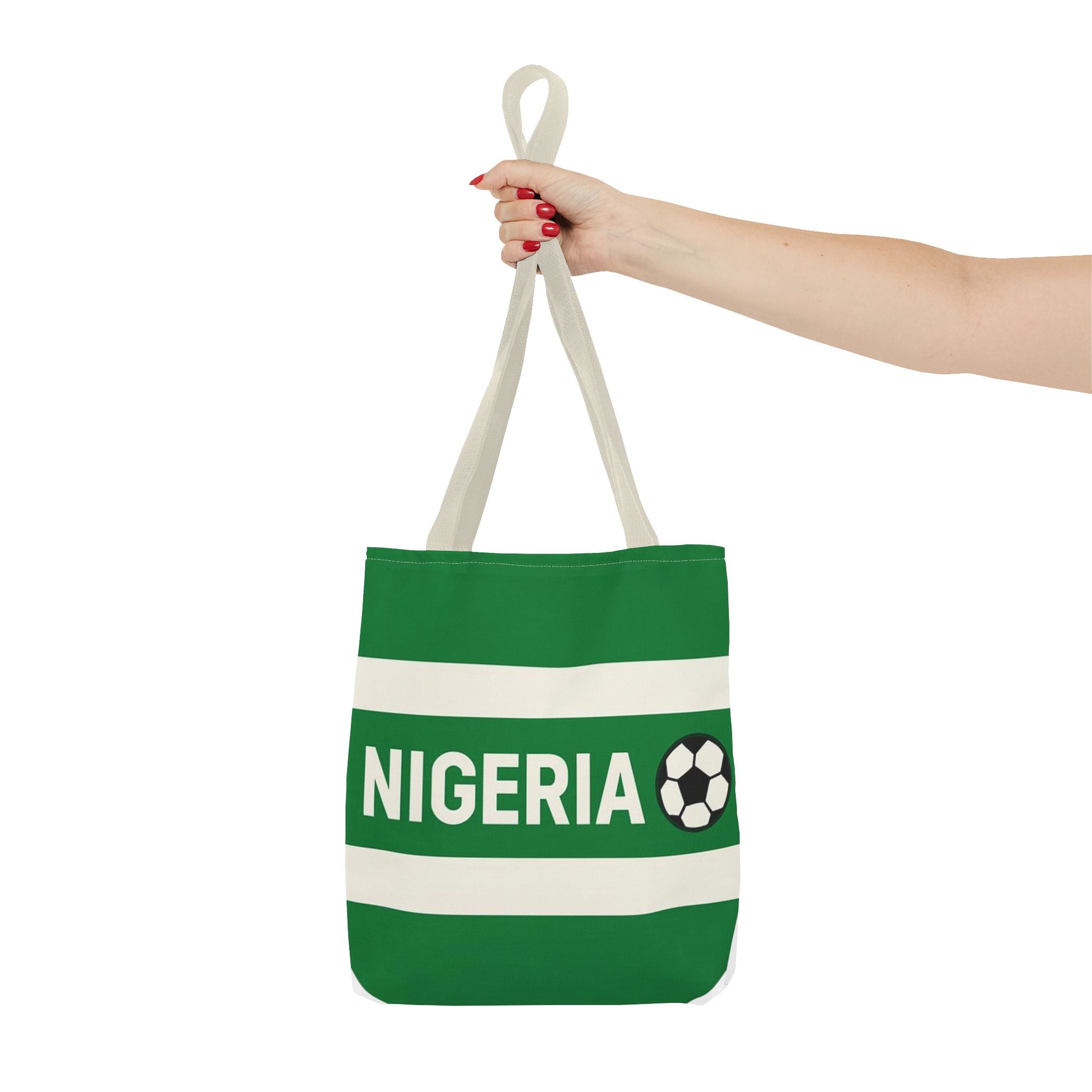 Nigeria Soccer Fan Tote Bag | Green White Football Stripes