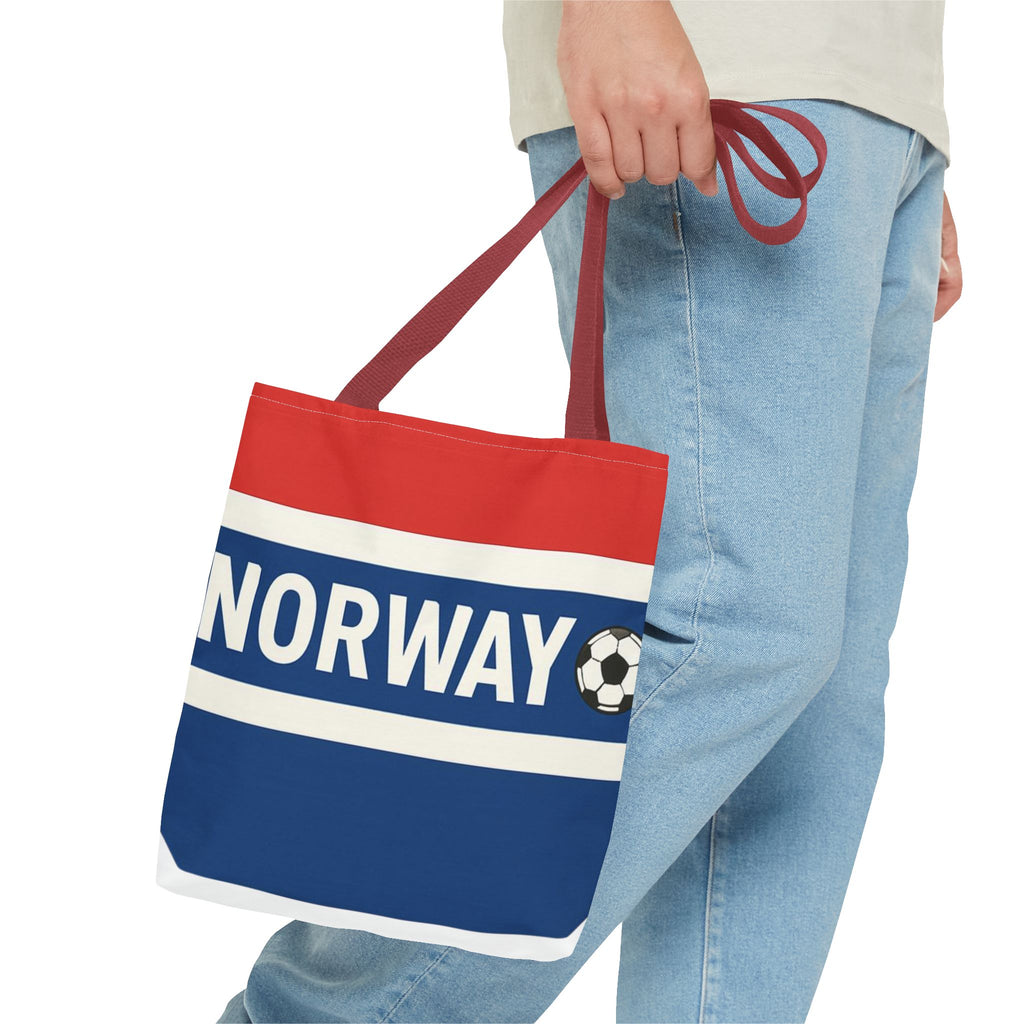 Norway Soccer Fan Tote Bag | Red White Blue Football Stripes