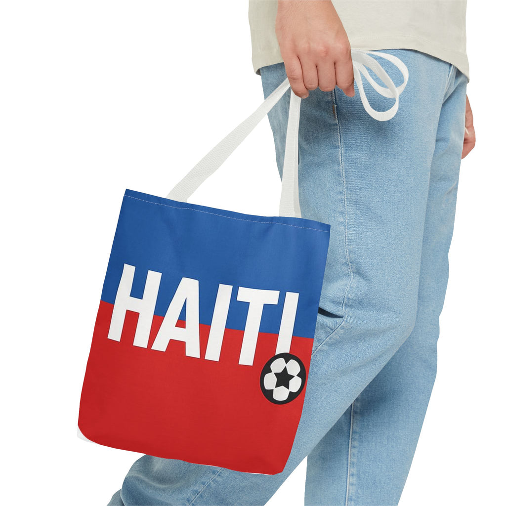 Haiti Flag Soccer Tote Bag | Blue Red HAITI Design