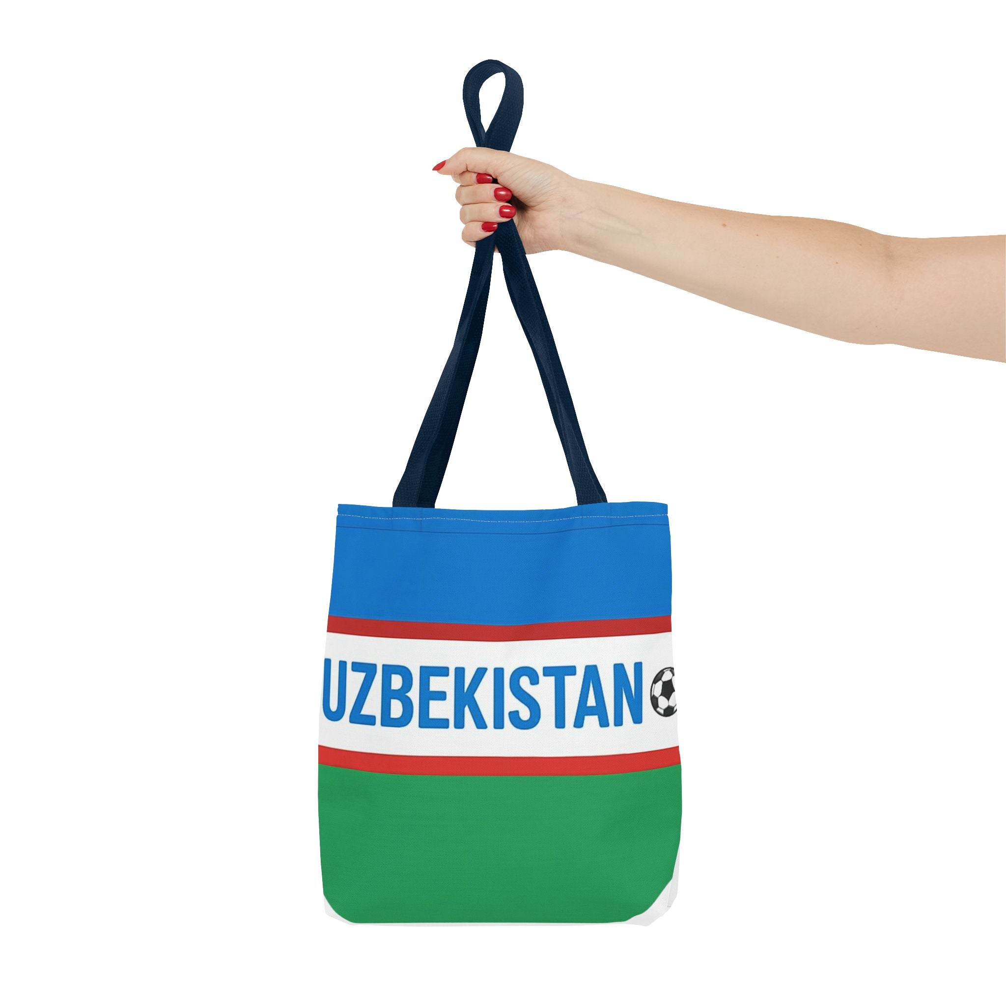 Uzbekistan Flag Soccer Stripe Tote Bag |