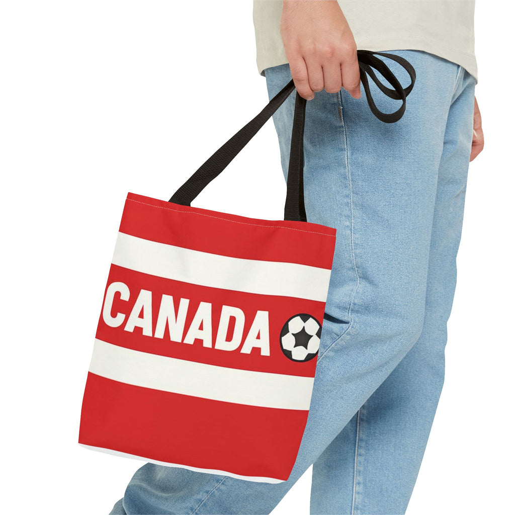 Canada Soccer Fan Tote Bag | Red White Football Stripes