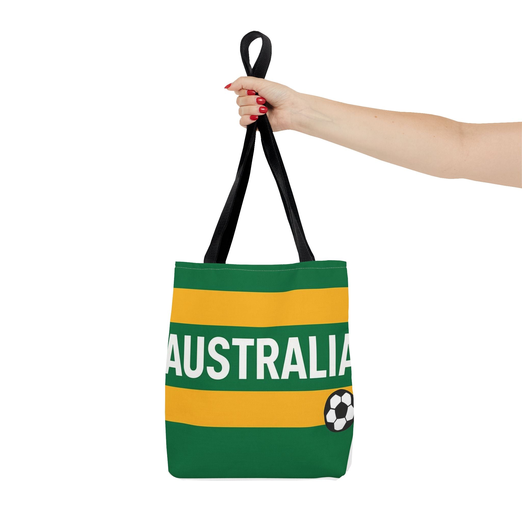 Australia Soccer Fan Tote Bag | Green Gold Football Stripes