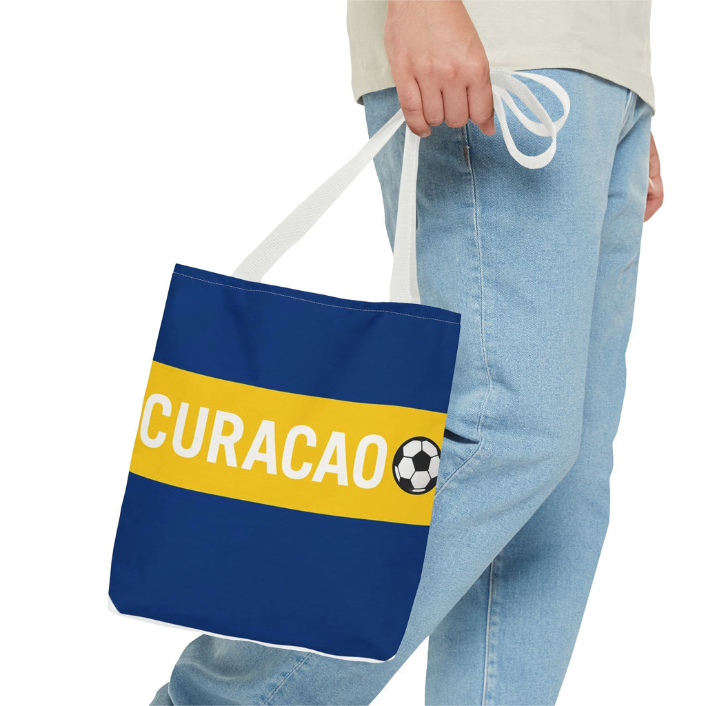 Curacao Soccer Stripe Tote Bag | Blue Yellow Football Design