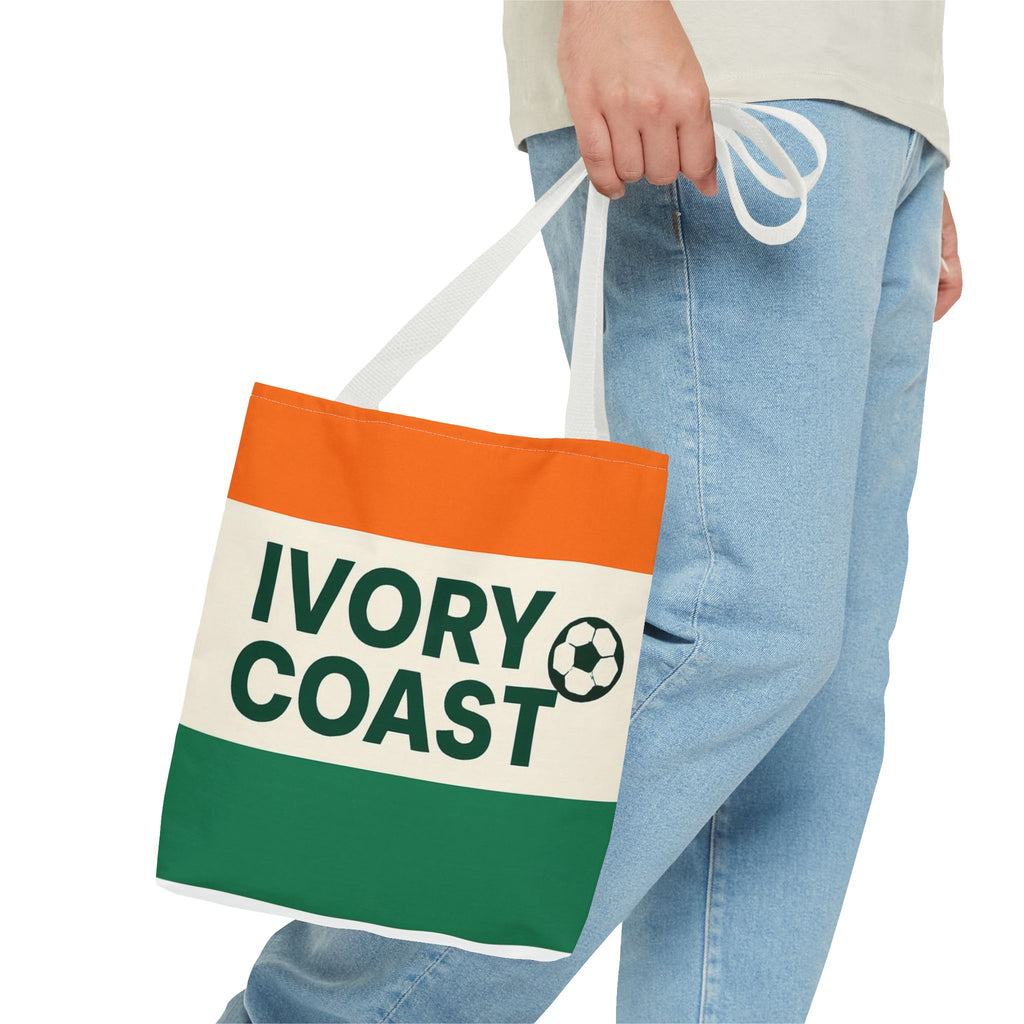 Ivory Coast Flag Stripe Soccer Tote Bag | National Football Tote