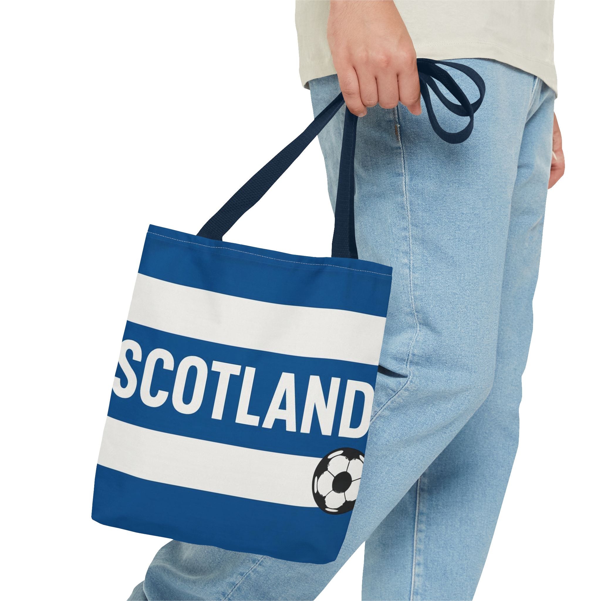 Scotland Football Stripes Tote Bag | Soccer Crest Blue White