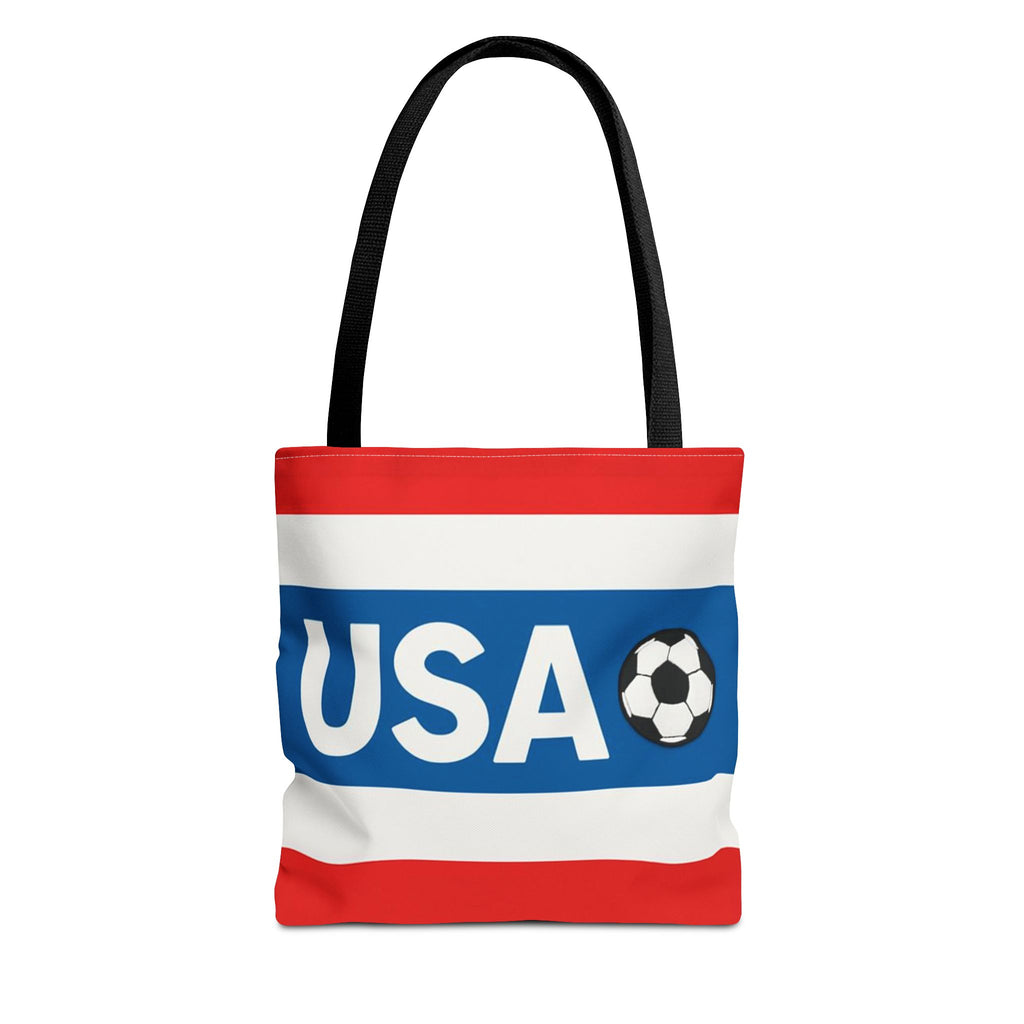 USA Soccer Stripe Tote Bag | Red White Blue Soccer Ball Design