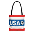 USA Soccer Stripe Tote Bag | Red White Blue Soccer Ball Design