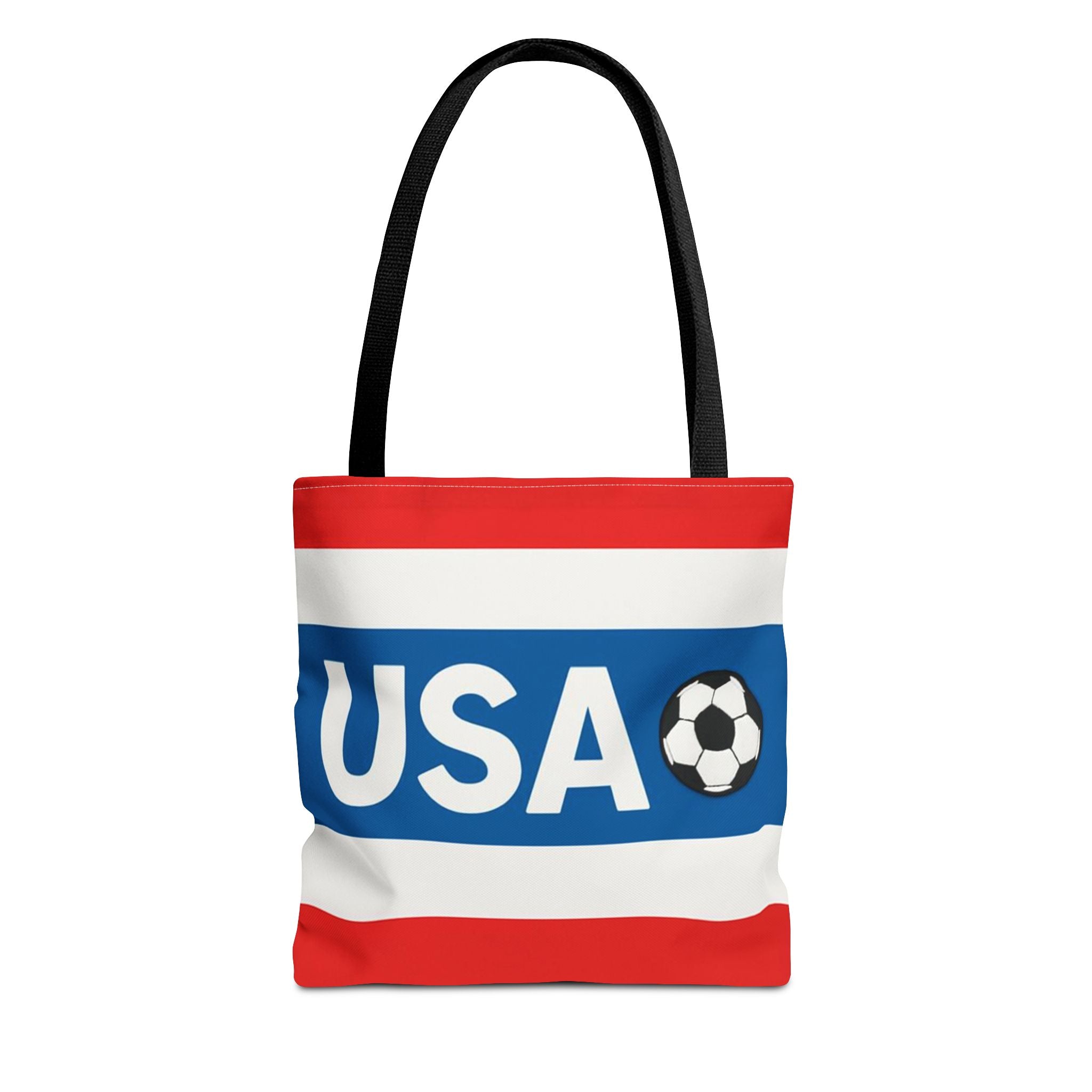 USA Soccer Stripe Tote Bag | Red White Blue Soccer Ball Design