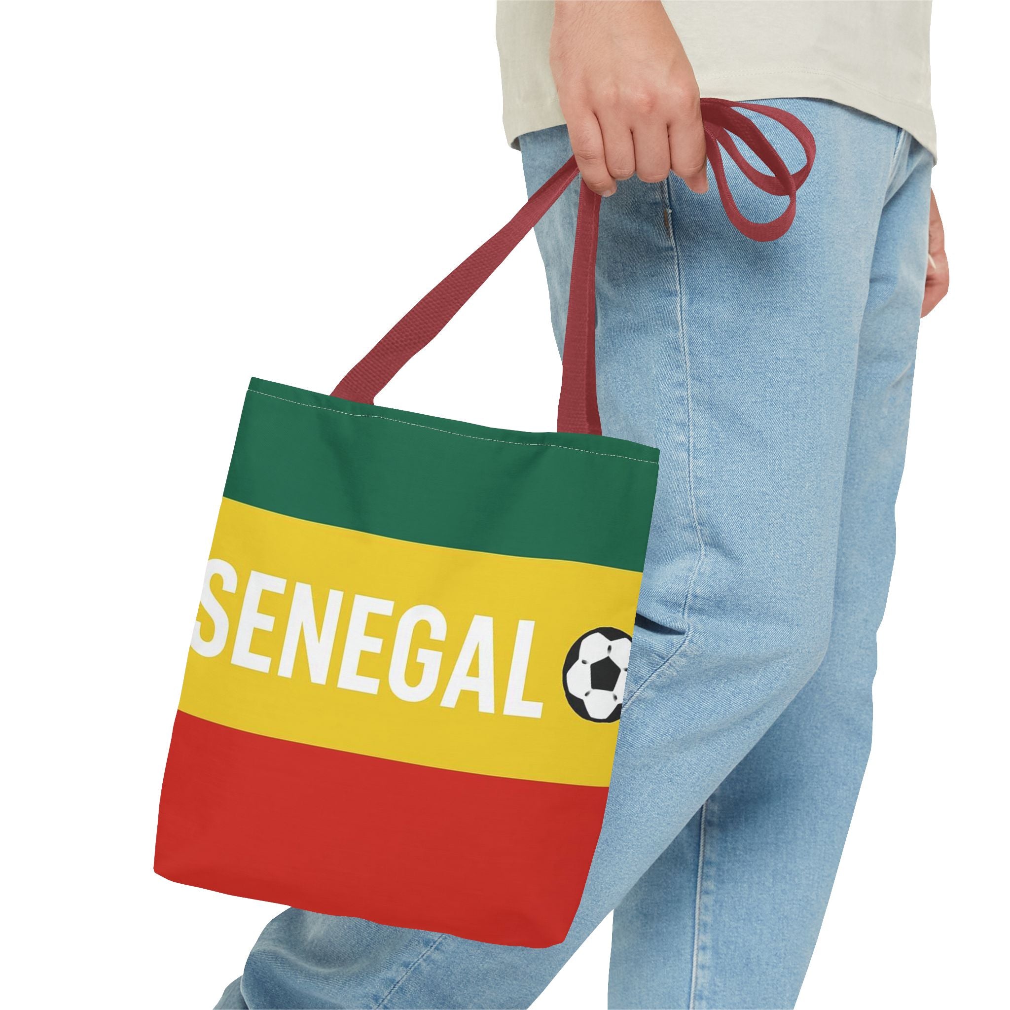 Senegal Flag Stripe with Soccer Ball Tote Bag