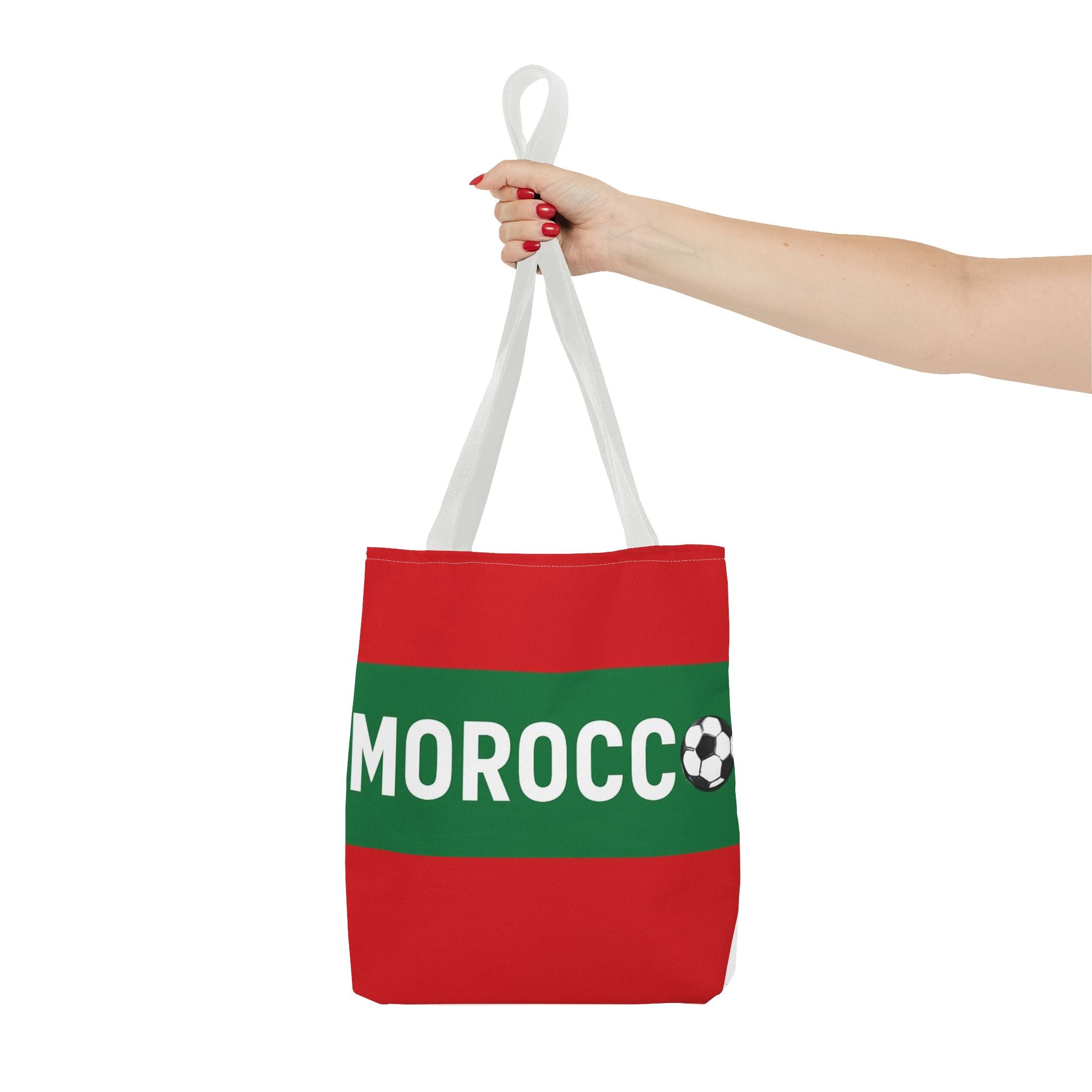 Morocco Soccer Tote Bag | Red Green Football Graphic
