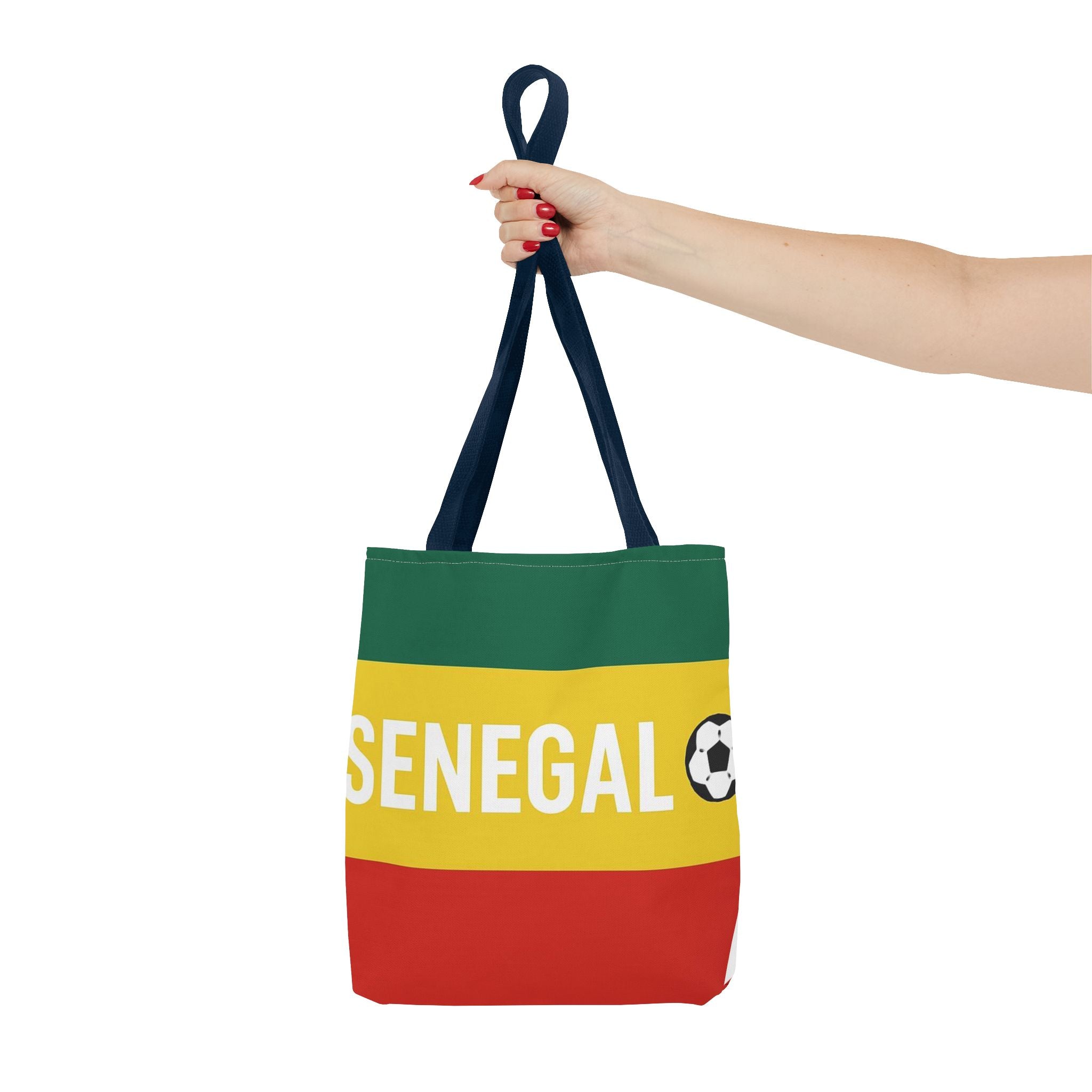 Senegal Flag Stripe with Soccer Ball Tote Bag