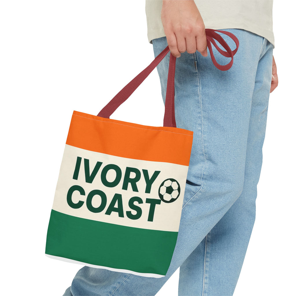 Ivory Coast Flag Stripe Soccer Tote Bag | National Football Tote