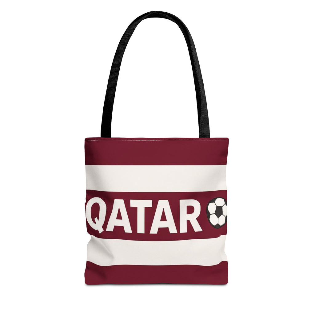 QATAR soccer stripes Tote Bag | Maroon white football design