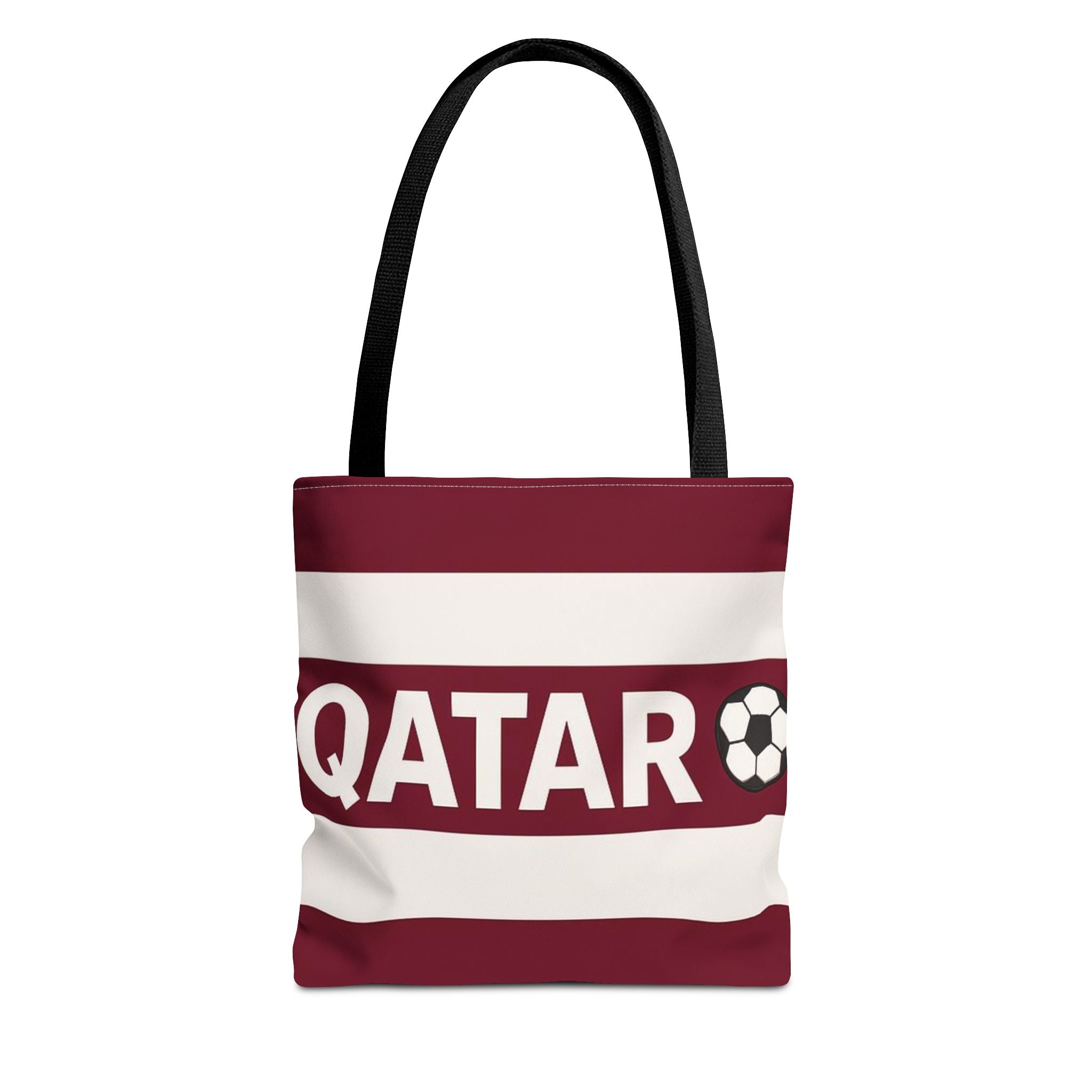 QATAR soccer stripes Tote Bag | Maroon white football design