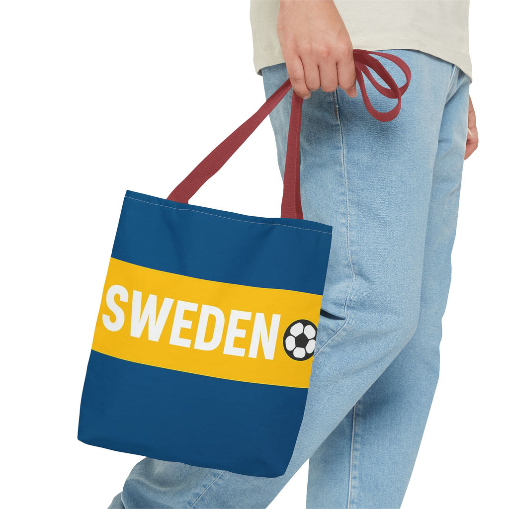 Sweden soccer stripe Tote Bag | Blue and gold football design
