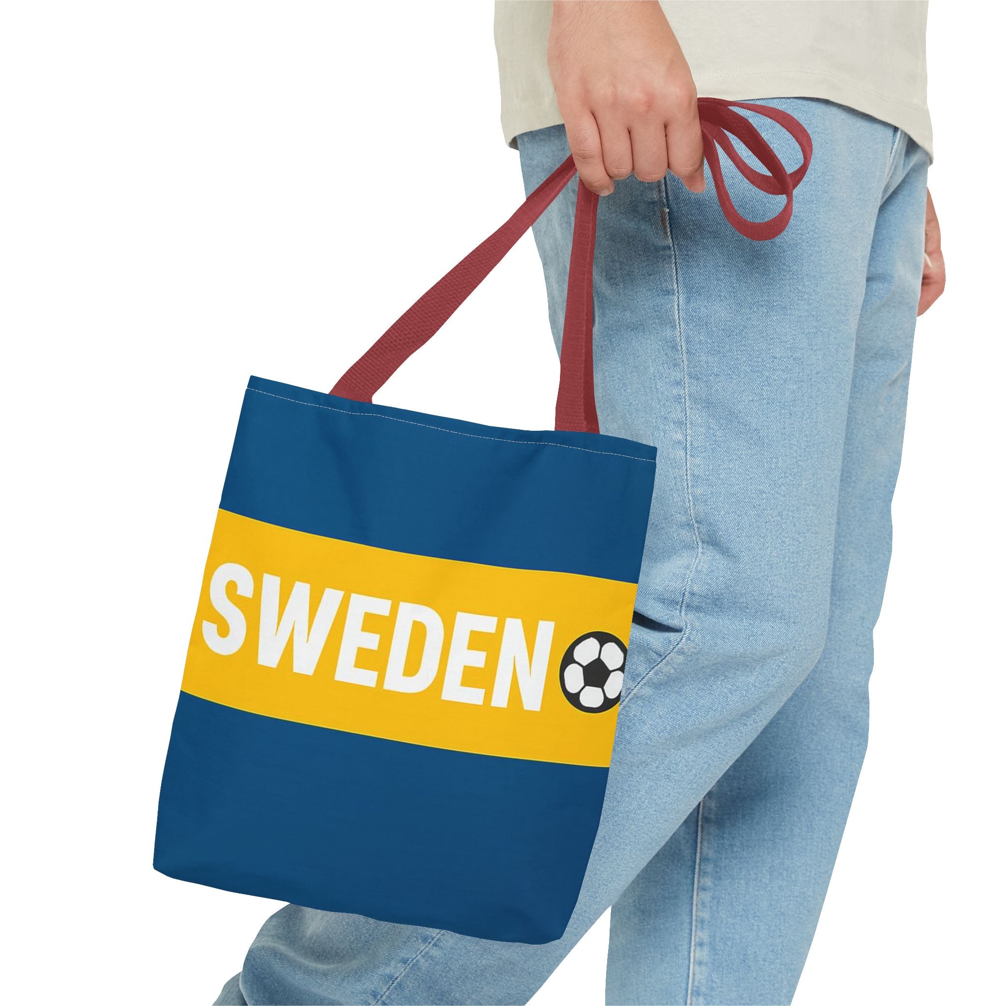 Sweden soccer stripe Tote Bag | Blue and gold football design