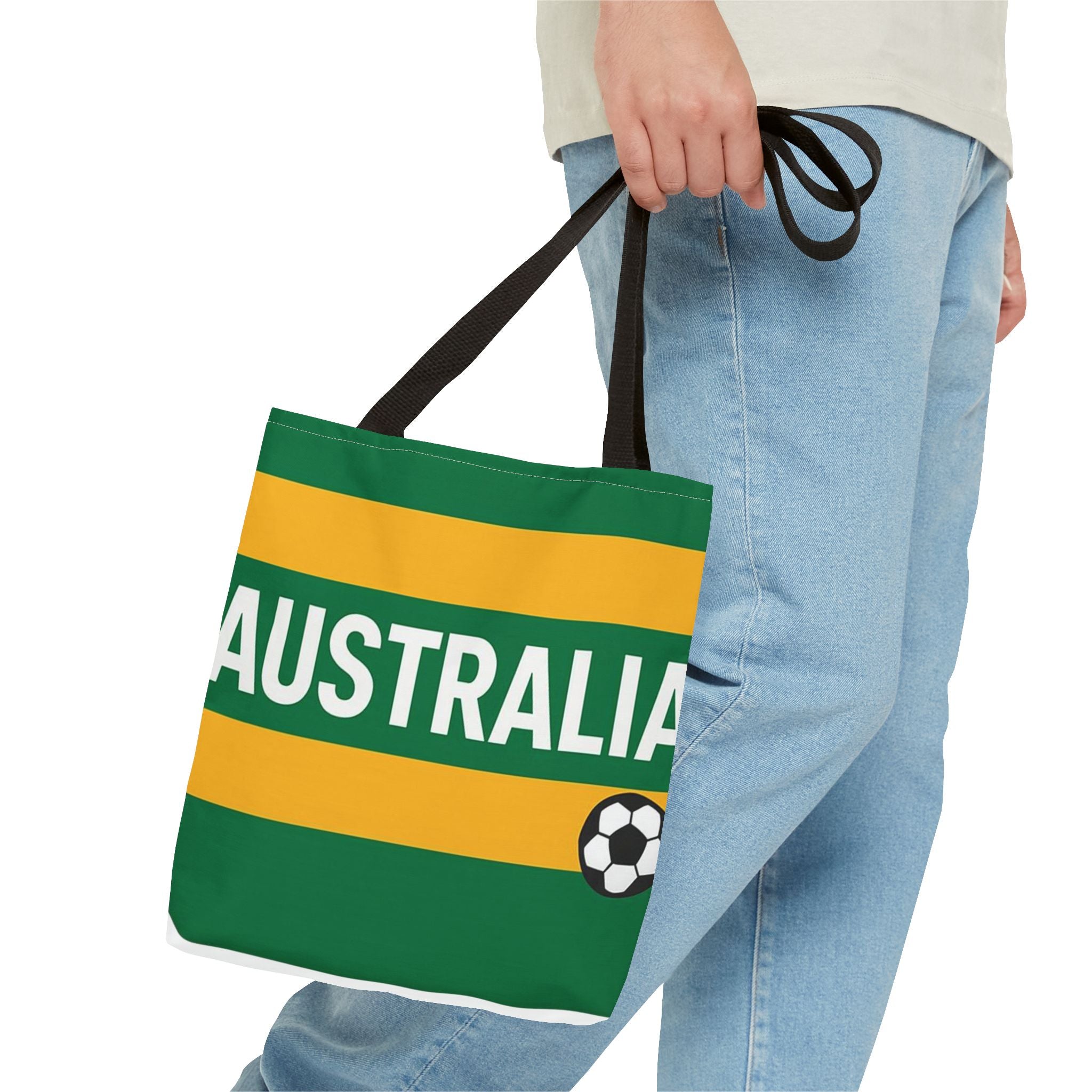 Australia Soccer Fan Tote Bag | Green Gold Football Stripes