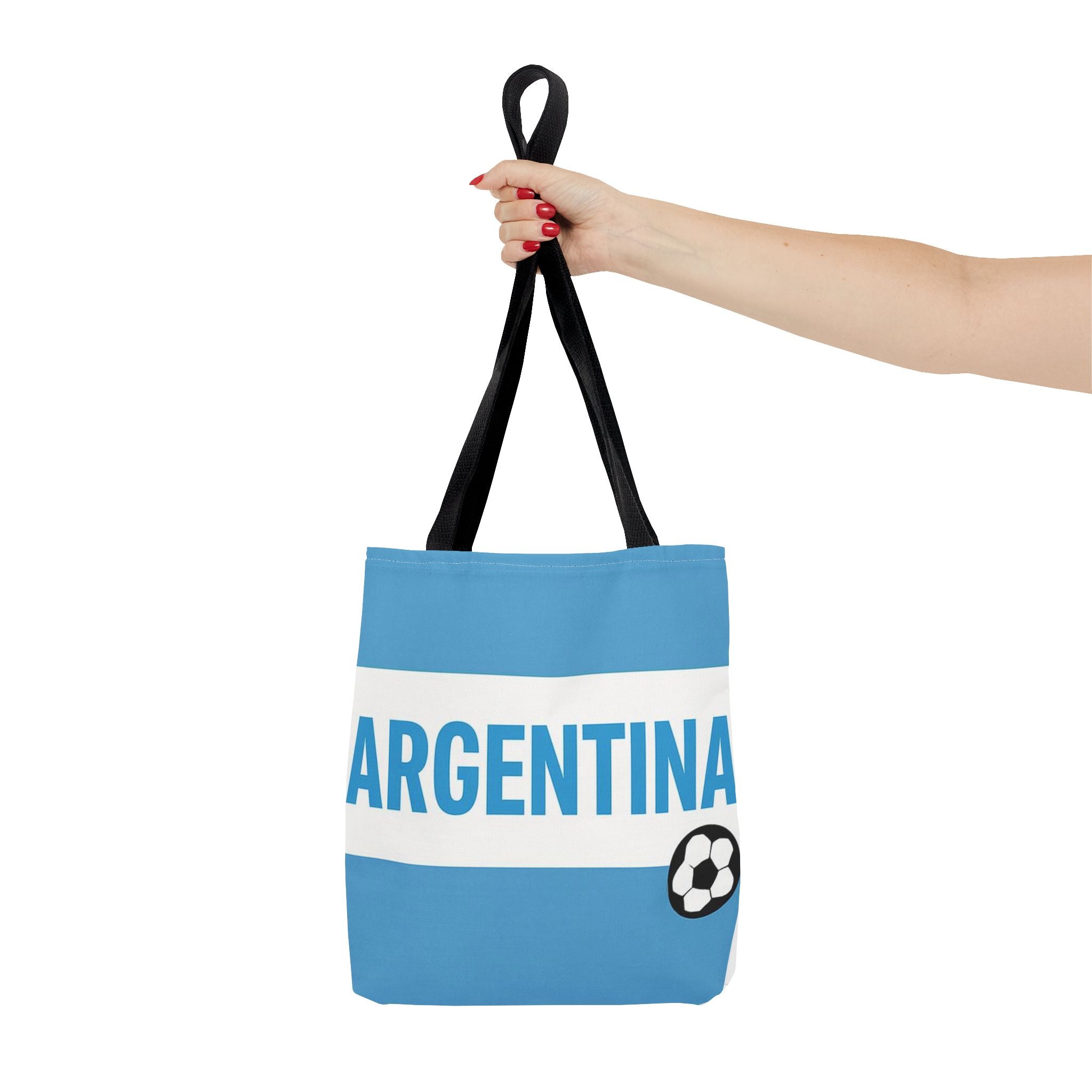 Argentina Soccer Fan Tote Bag | Light Blue White Football Stripes