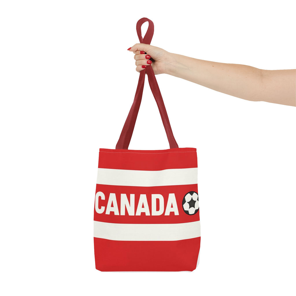 Canada Soccer Fan Tote Bag | Red White Football Stripes